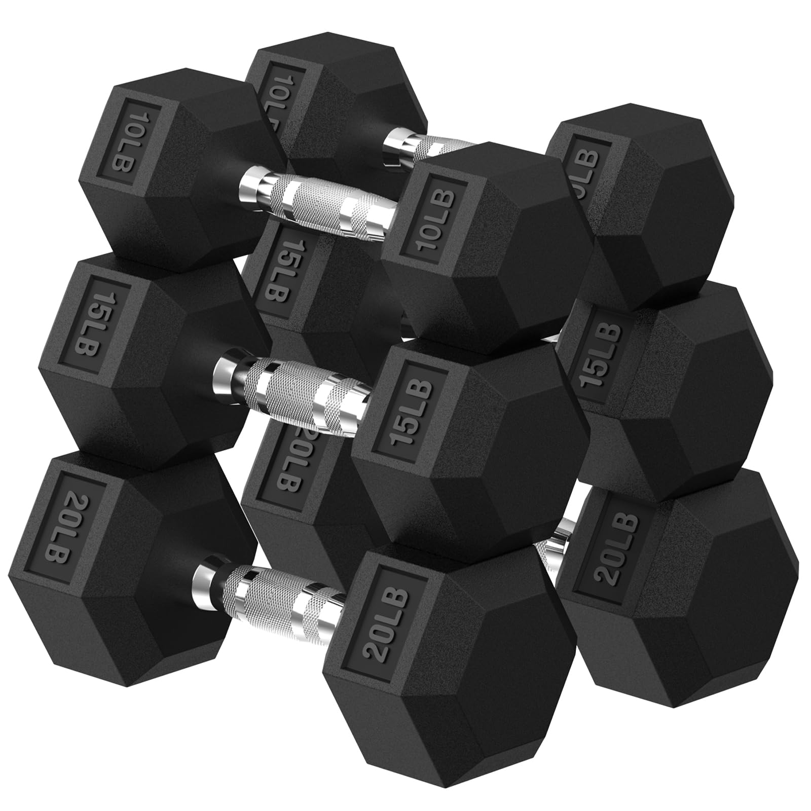 Hex Dumbbell Set 2.5-400 lb - Rubber Encased Dumbbells for Strength Training & Fitness - Pair of Weight Dumbbells for Home Gym, CrossFit, and Workout - Perfect for Muscle Building, Weightlifting, and Full-Body Exercises