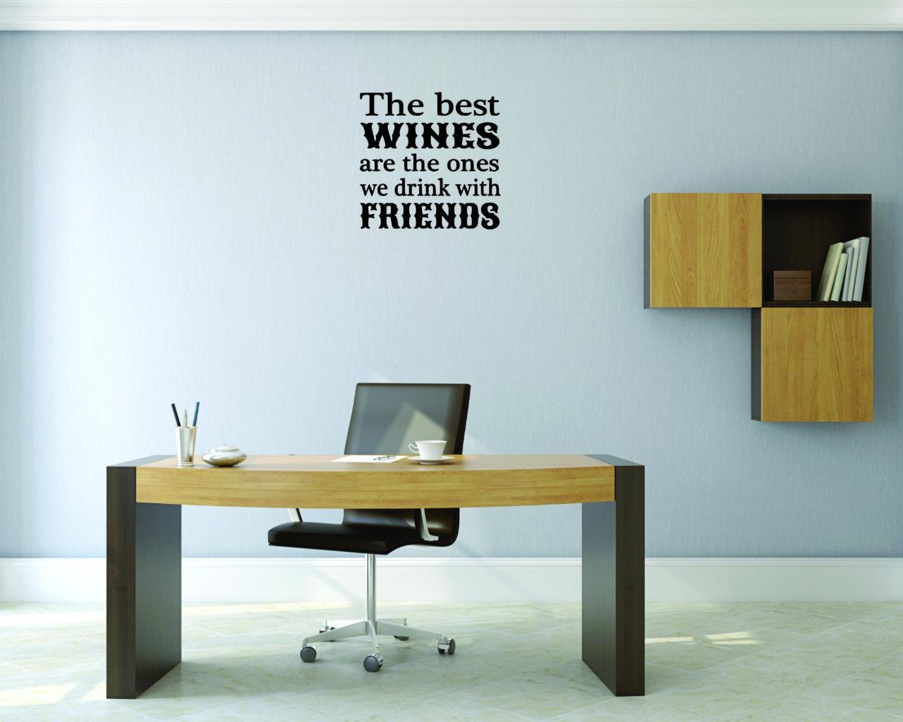 Removable DIY Wall Decals for Home - 'The Wines are The Ones We Drink with Friends' Bedroom Vinyl Stickers (12x12 inches) - Perfect for Living Room, Nursery & Office Decor