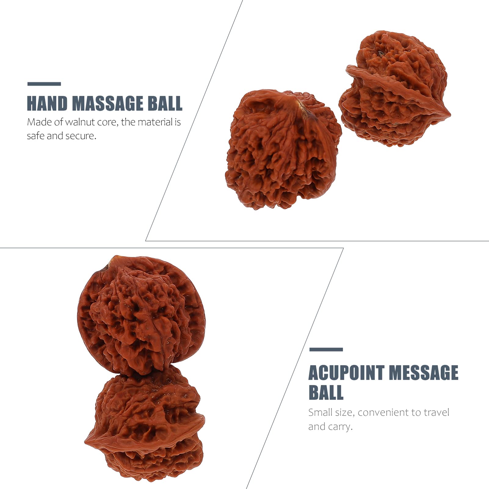 Healifty 2-Pack Walnut Massage Balls for Hand Therapy & Exercise - Improve Blood Circulation, Relieve Stress - Perfect for Office, Home & Travel Use