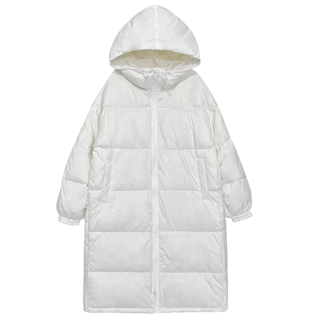 Women's Winter Long Down Jacket with Hood - Warm Loose Fit Puffer Coat for Cold Weather - Perfect for Snow, Skiing, and Outdoor Activities