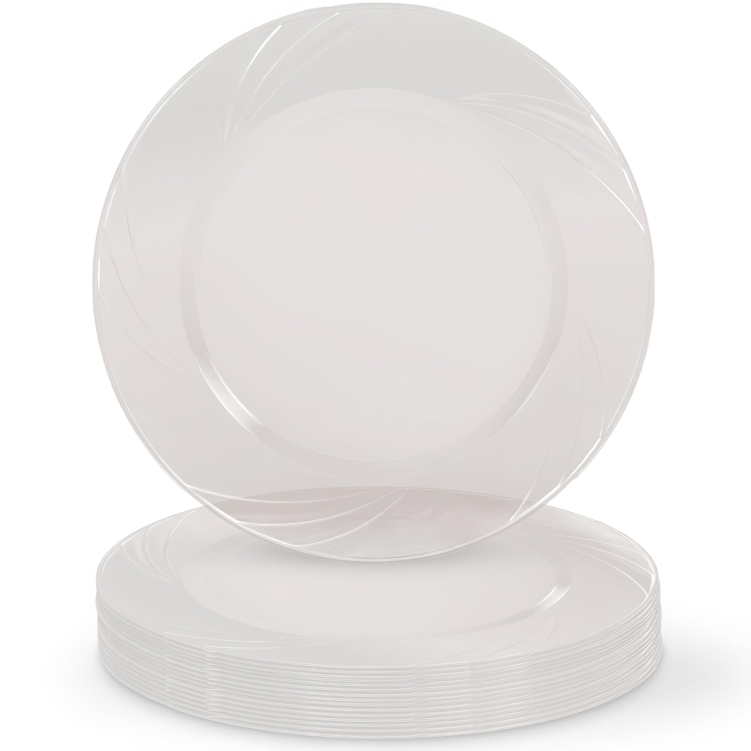 Newbury 7.75 Inch Clear Plastic Appetizer Plates - Pack of 15 Disposable Party Plates for Hors d'Oeuvres, Weddings, Catering & Events | Elegant & Stylish Design for Cocktail Parties, Buffets and Home Entertaining