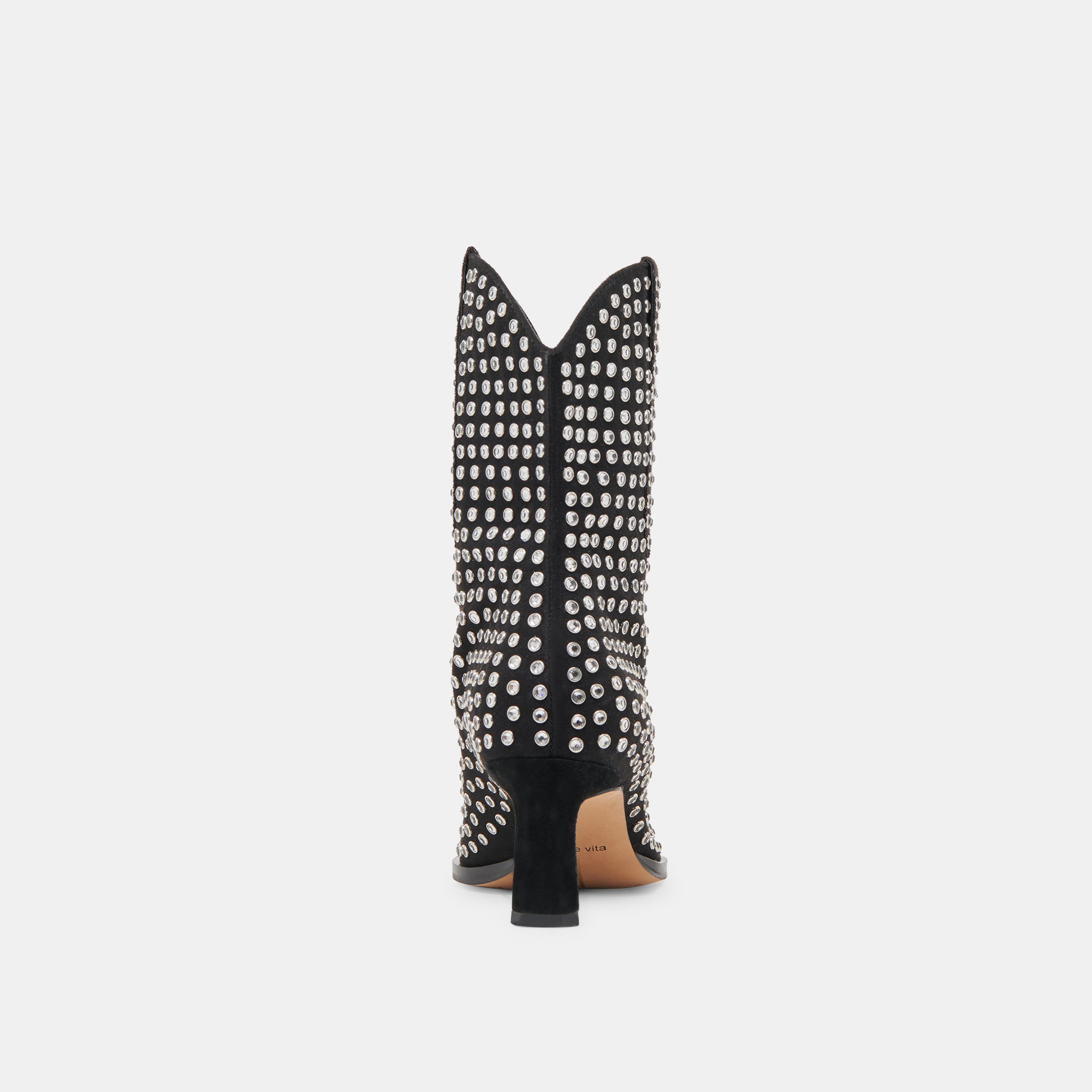 ANZEL Women's Crystal Stud Booties - Black Rhinestone Ankle Boots for Party, Wedding & Evening Events