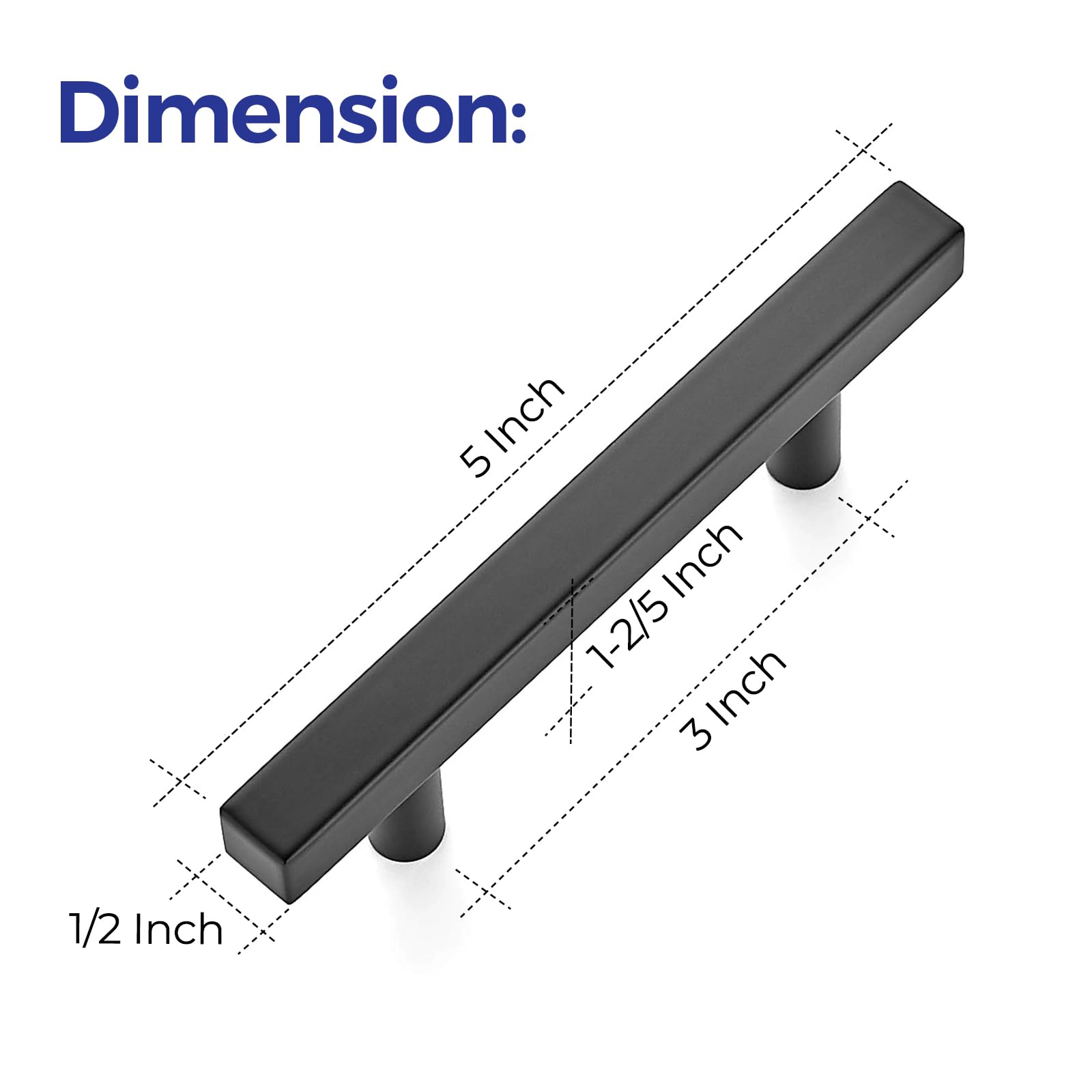 Ravinte 40 Pack 5 Inch Square Cabinet Pulls - Matte Black Stainless Steel Kitchen Drawer Handles - 5