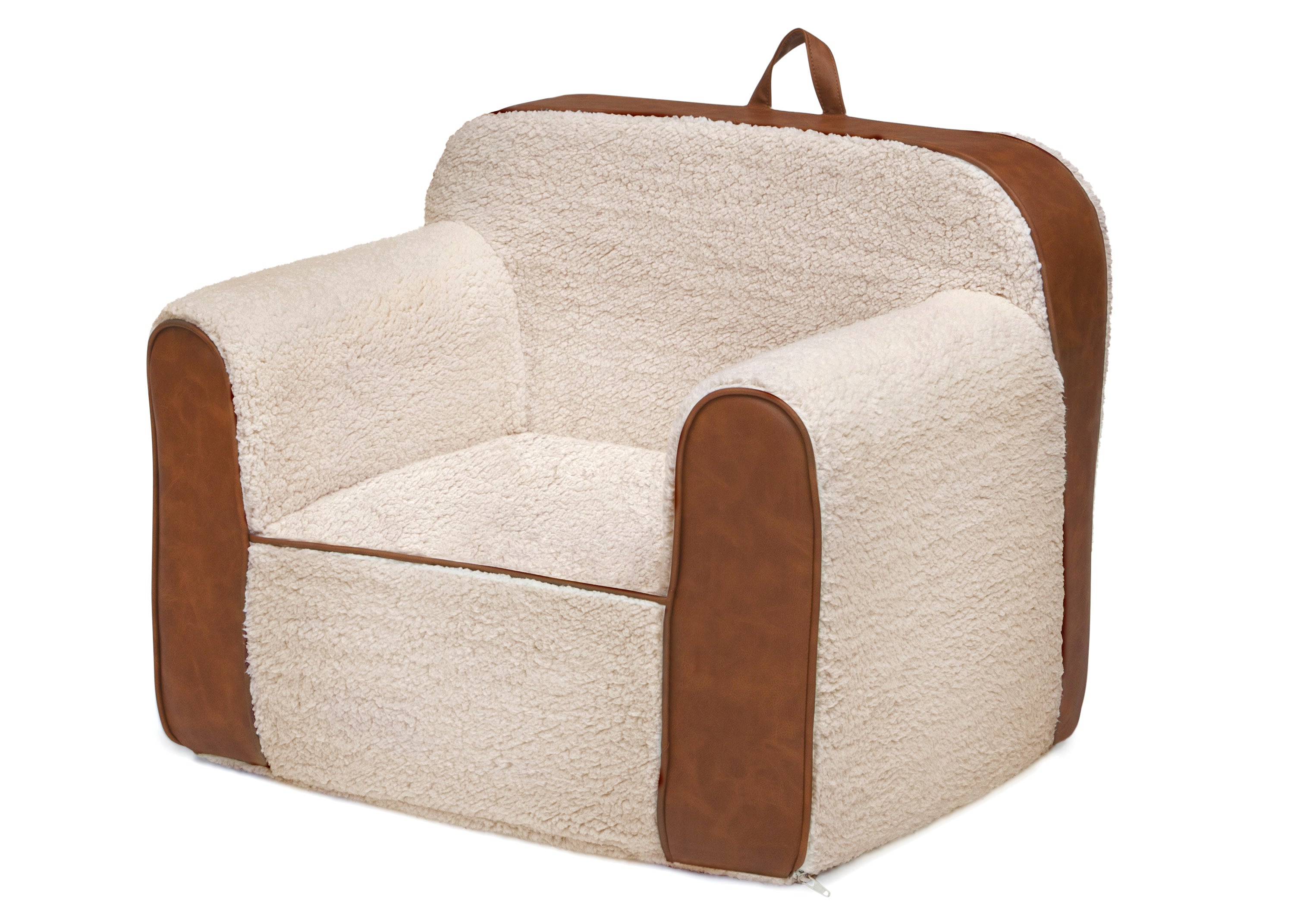 Cozy Sherpa & Faux Leather Kids Chair - Soft Plush Armchair for Children's Room, Playroom or Reading Nook - Perfect for Relaxing, Gaming & Study Time