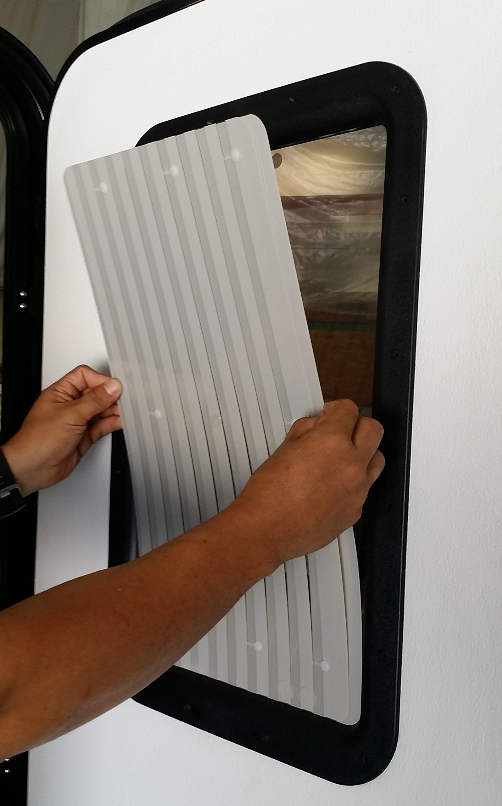 RV Door Window Shades – Adjustable Sun Glare Control & Privacy Screen with Finger Lever for Easy Operation | Maintains Outside View Without Opening Screen Door | Includes Clear Glass Replacement Kit (Room Darkening) – Perfect for Camping, Road Trips & RV Living