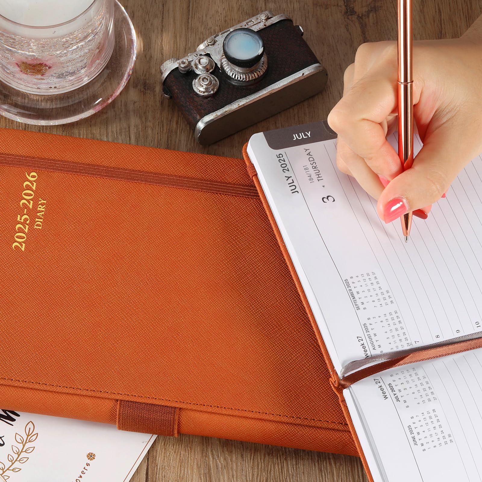 2025-2026 Academic Planner with Faux Leather Cover | July 2024 - June 2025 Daily & Hourly Schedule Organizer | 5.75