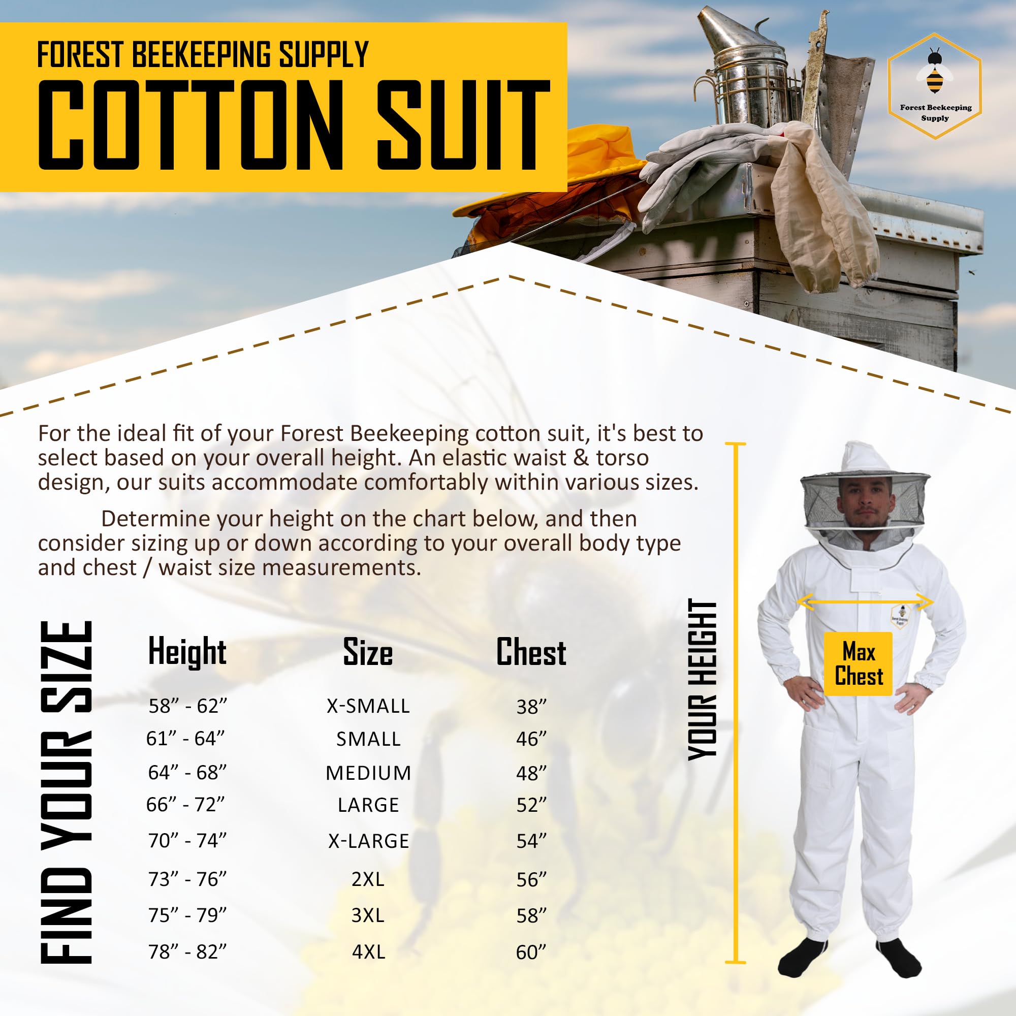 Professional Beekeeping Suit for Men & Women - 100% Cotton Ventilated Round Hood Beekeeper Outfit - Small Size for Hobbyist & Commercial Use - Perfect for Backyard Beekeeping, Apiary Work & Honey Harvesting