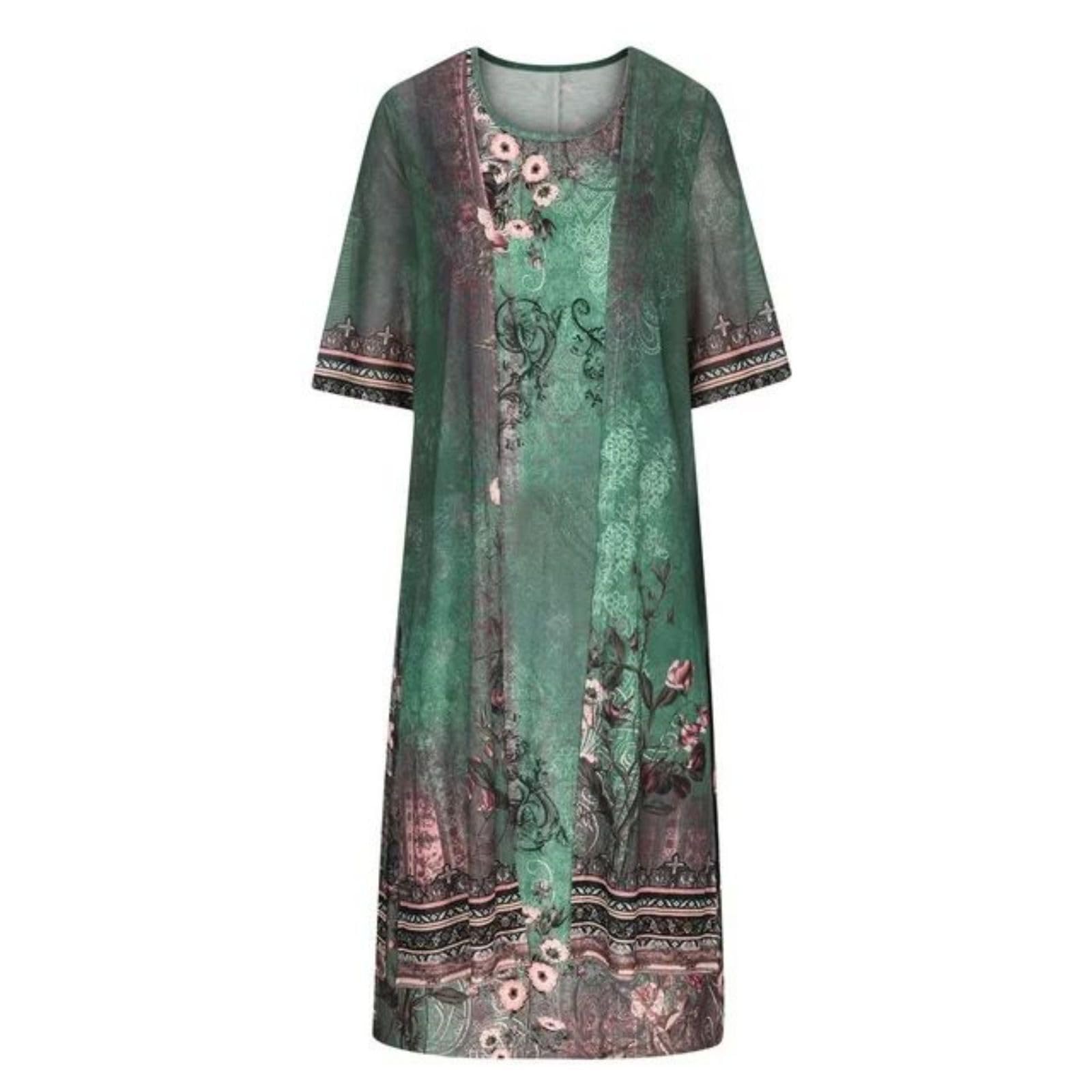 Women's Boho Floral Wedding Guest Midi Dress with Jacket - 2 Piece Set for Summer Cocktail Parties, Garden Weddings & Special Occasions