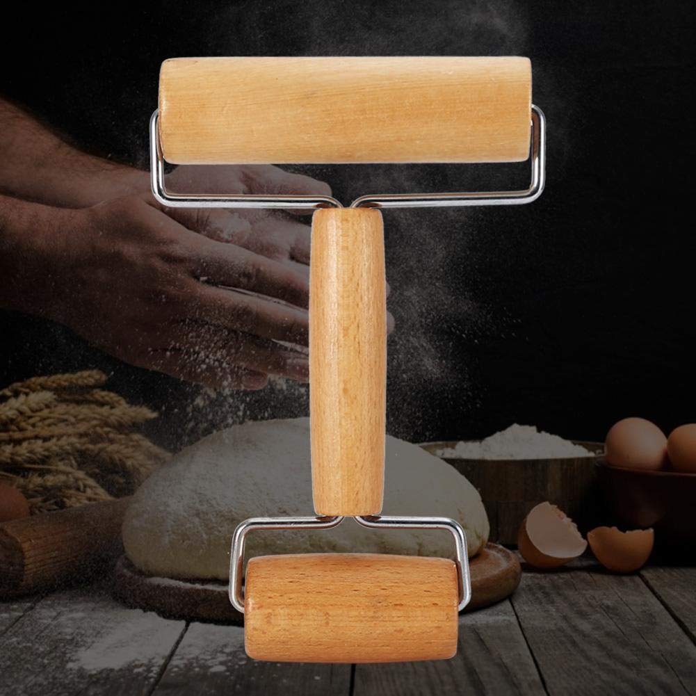 T-Shaped Pastry Roller - Wooden Multifunctional Dough Rolling Pin for Fondant, Cookies, Pizza & Pasta - Perfect for Baking, Chapati Making & Kitchen Use