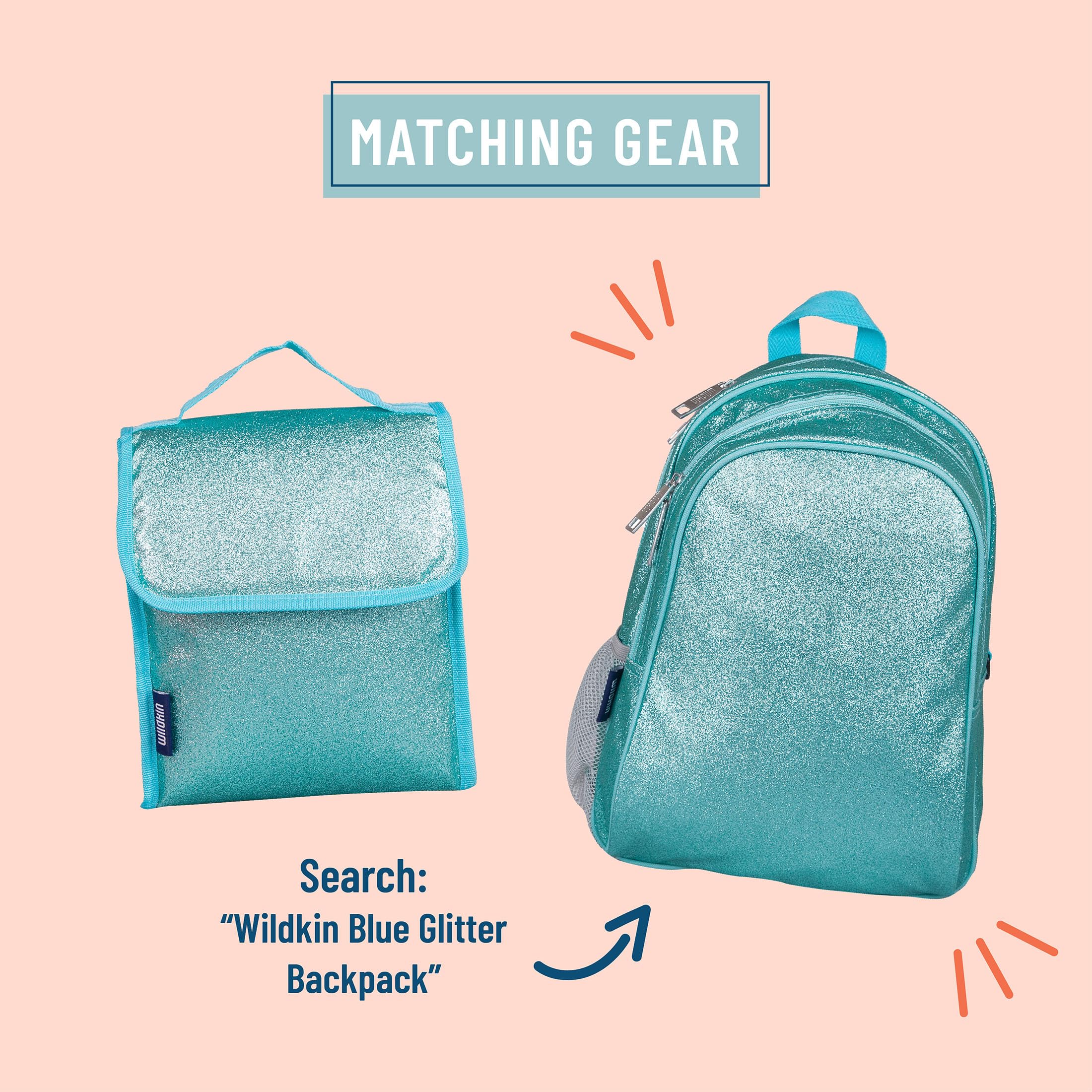 Wildkin Kids Insulated Lunch Bag - Reusable Thermal Lunch Box for School, Travel & Picnics - Keeps Food Hot/Cold for Hours - Blue Glitter Design - Perfect for School Lunches, Road Trips & Outdoor Adventures