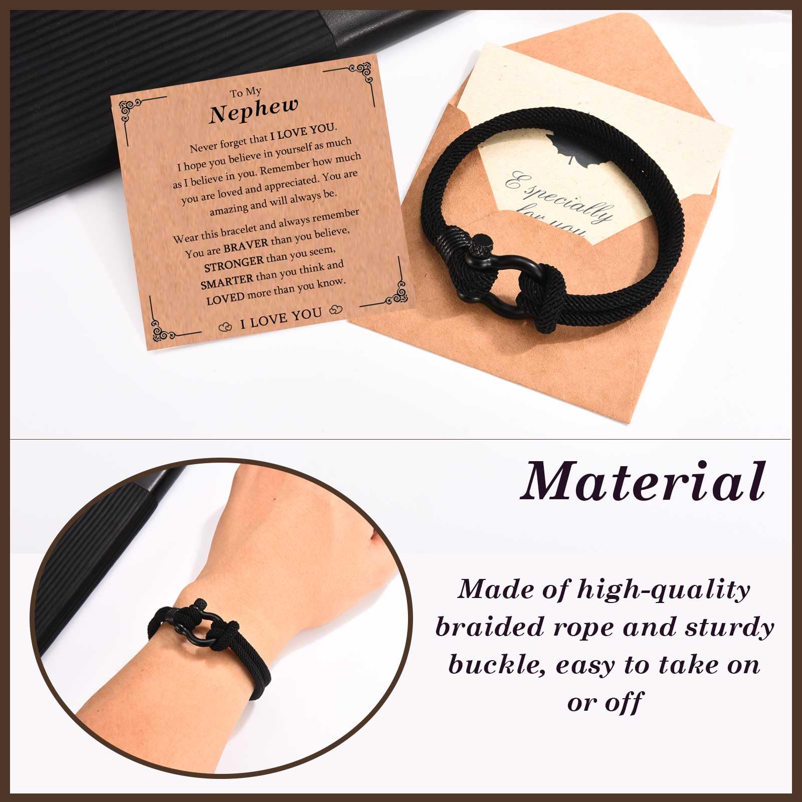 Braided Bracelet for Teen Boys - Graduation, Birthday, Christmas Gift for Son, Grandson, Brother | Durable Men's Friendship Bracelet - Perfect for Confirmation, School Events & Everyday Wear