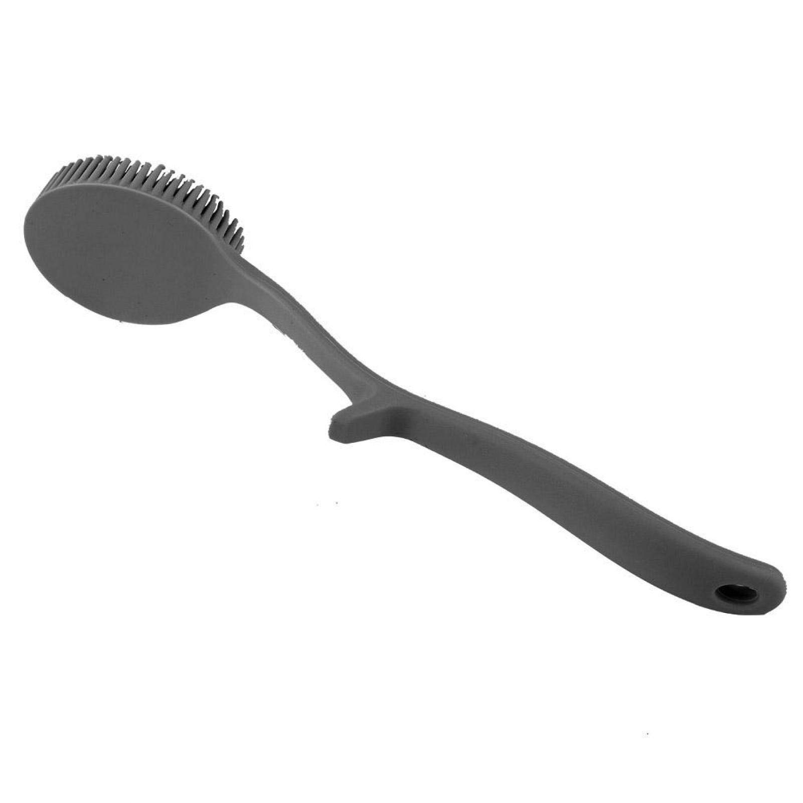 BORDSTRACT Silicone Long Handle Kitchen Brush - Hangable Pot Pan Dish Scrubber & Cleaning Ball for Kitchen, Bathroom, Home (Grey) | Perfect for Non-Stick Cookware, Sinks, Tiles & Hard-to-Reach Areas