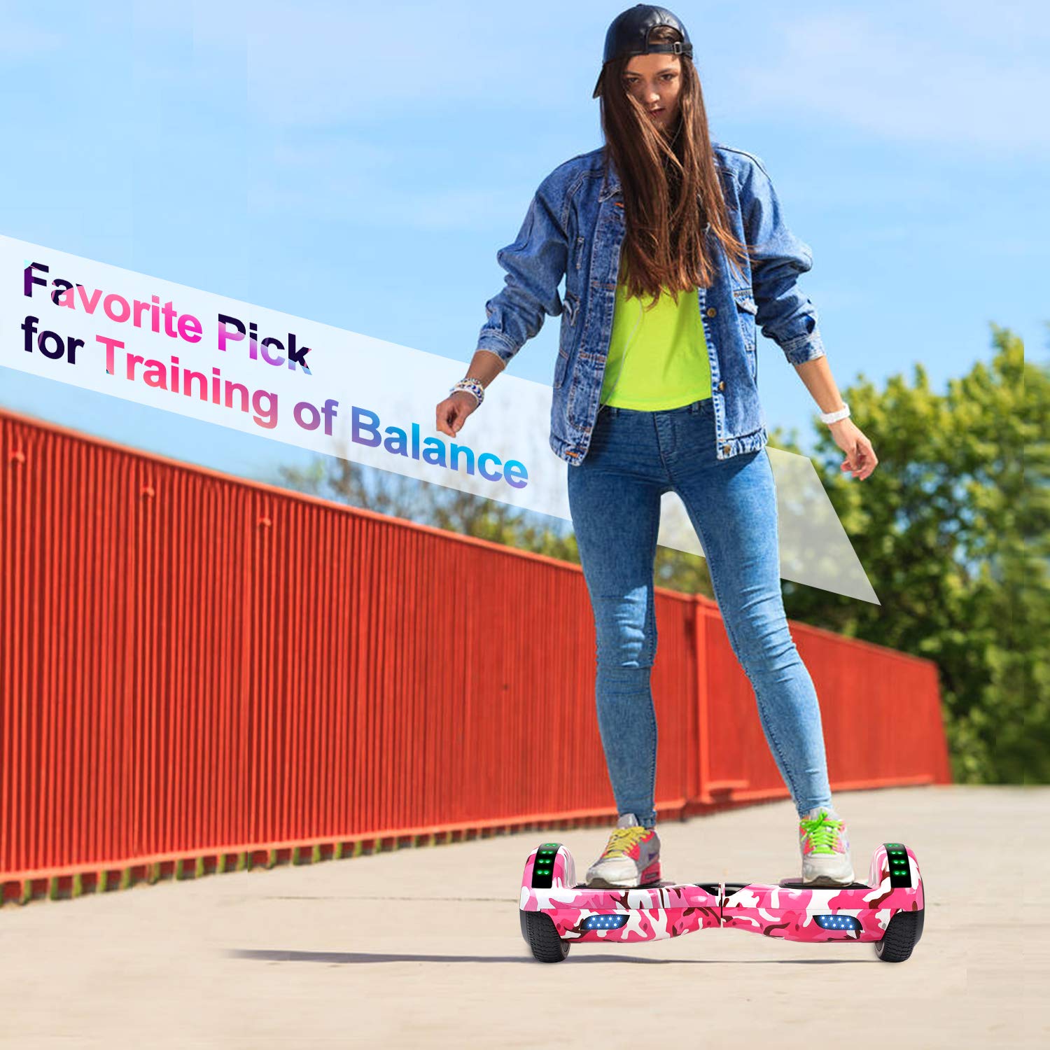 6.5 Inch Self Balancing Hoverboard with Bluetooth & LED Lights - Electric Scooter for Kids & Teens - Perfect for Commuting, Campus Travel & Outdoor Fun