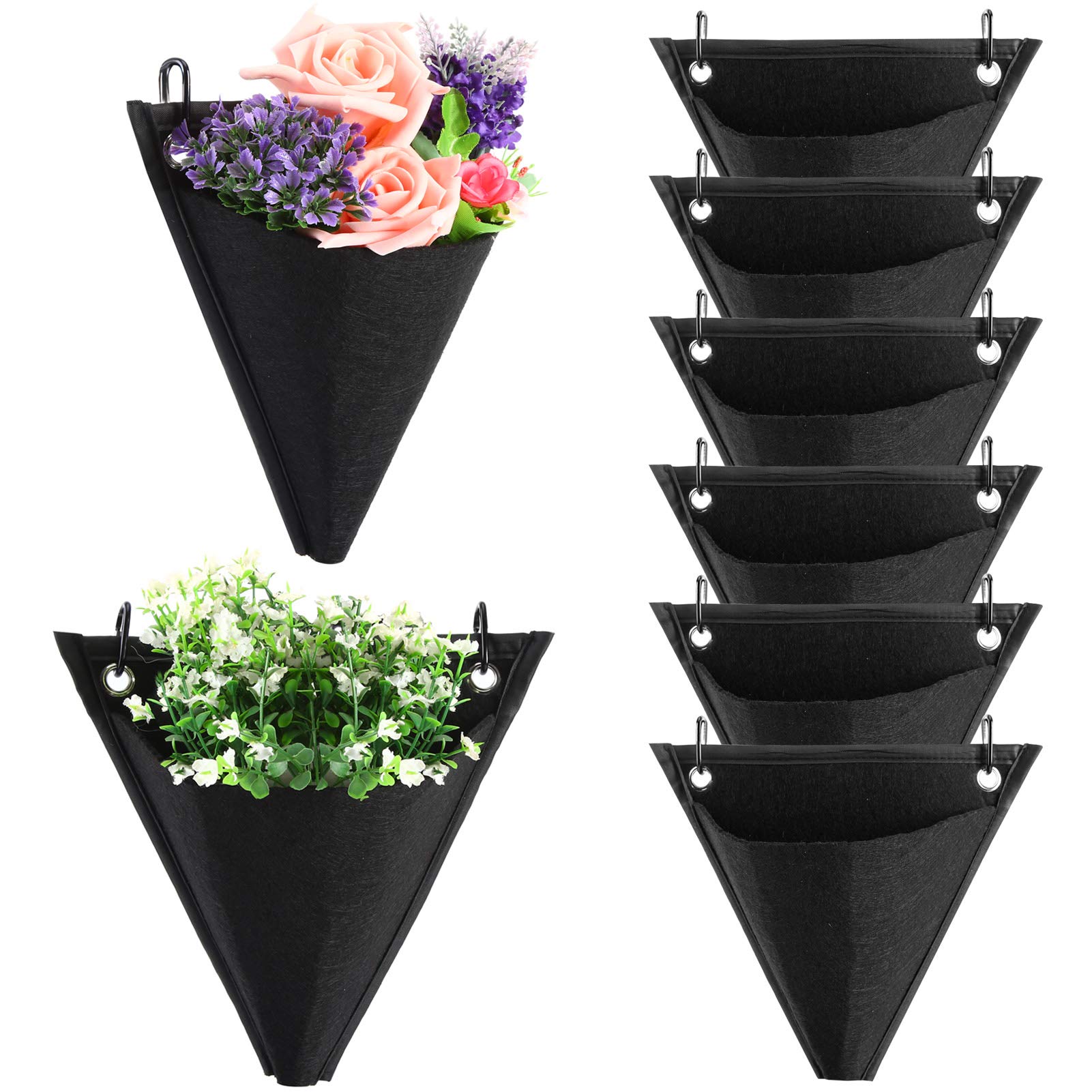 Goodliest 3/6Pcs Hanging Planters Set - Wall Mounted Succulent Baskets with Hooks for Indoor Outdoor Home Decor | Perfect for Living Room, Balcony & Garden Planting