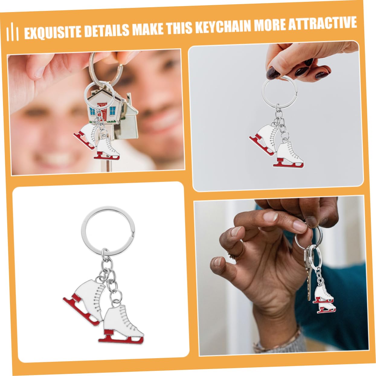 BESPORTBLE 3-Piece Skate Keychain Set - Mini Ice Skate Keyrings, Hanging Skates Ornaments & Charm Pendants for Bags - Perfect for Skaters, Winter Sports Fans & Gift Giving