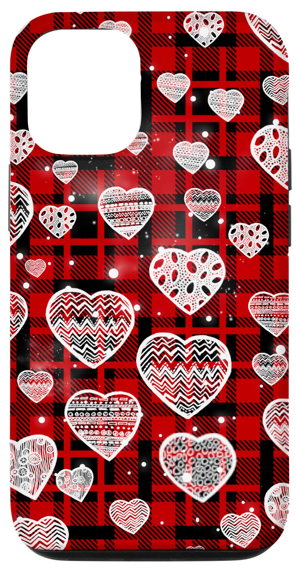 iPhone 12/12 Pro Valentine's Day Case - Heart Love Pattern Red Plaid Cute Trendy Phone Cover | Perfect Romantic Gift for Couples & Anniversary