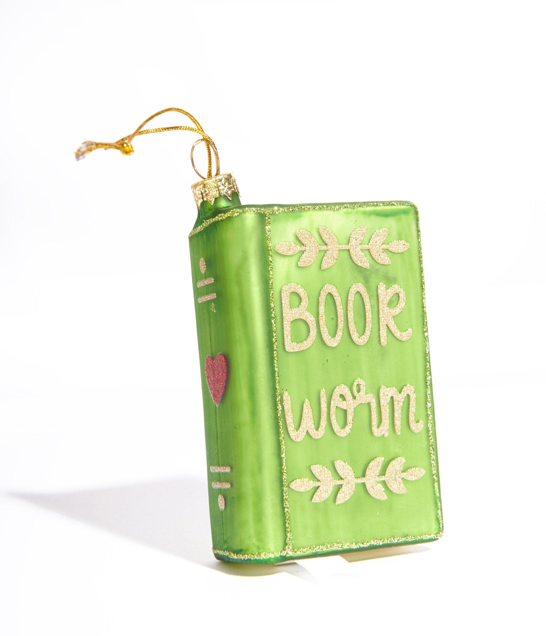Handmade Bookworm Glass Christmas Ornament - Perfect for Tree Decor, Book Lover Gifts & Holiday Home Decor