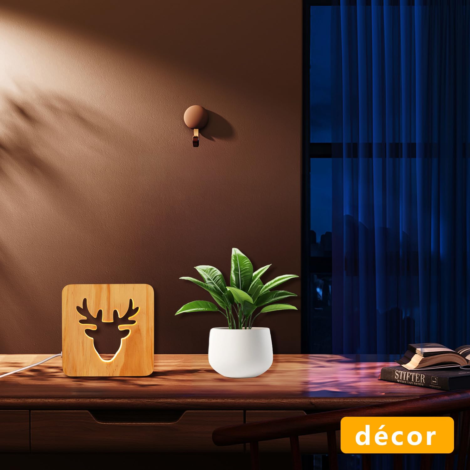 3D Deer Shadow Night Light - LED Nursery Lamp for Baby & Kids Room, Bedside Home Decor for Bedroom & Living Room | Perfect for Nighttime Feeding, Reading & Relaxation