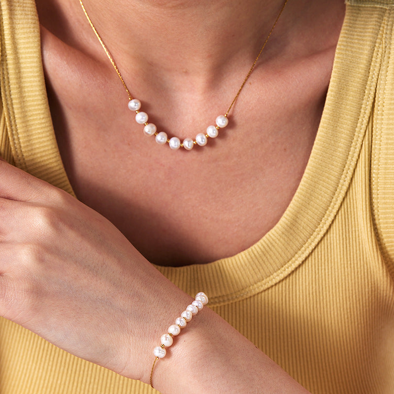 18K Gold Dainty Freshwater Pearl Bead Bracelet for Women - Elegant Minimalist Jewelry Gift for Her | Perfect for Weddings, Parties & Everyday Wear (JDB173)