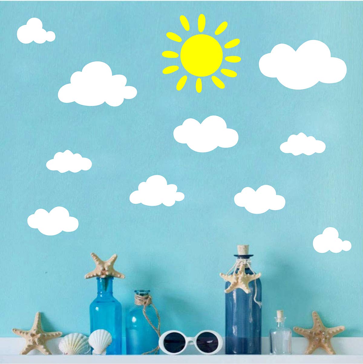 Sun and Clouds Wall Decals - Easy to Apply & Removable Nursery Wall Stickers for Baby Room Decor | Perfect for Kids Bedroom, Playroom & Daycare Wall Art