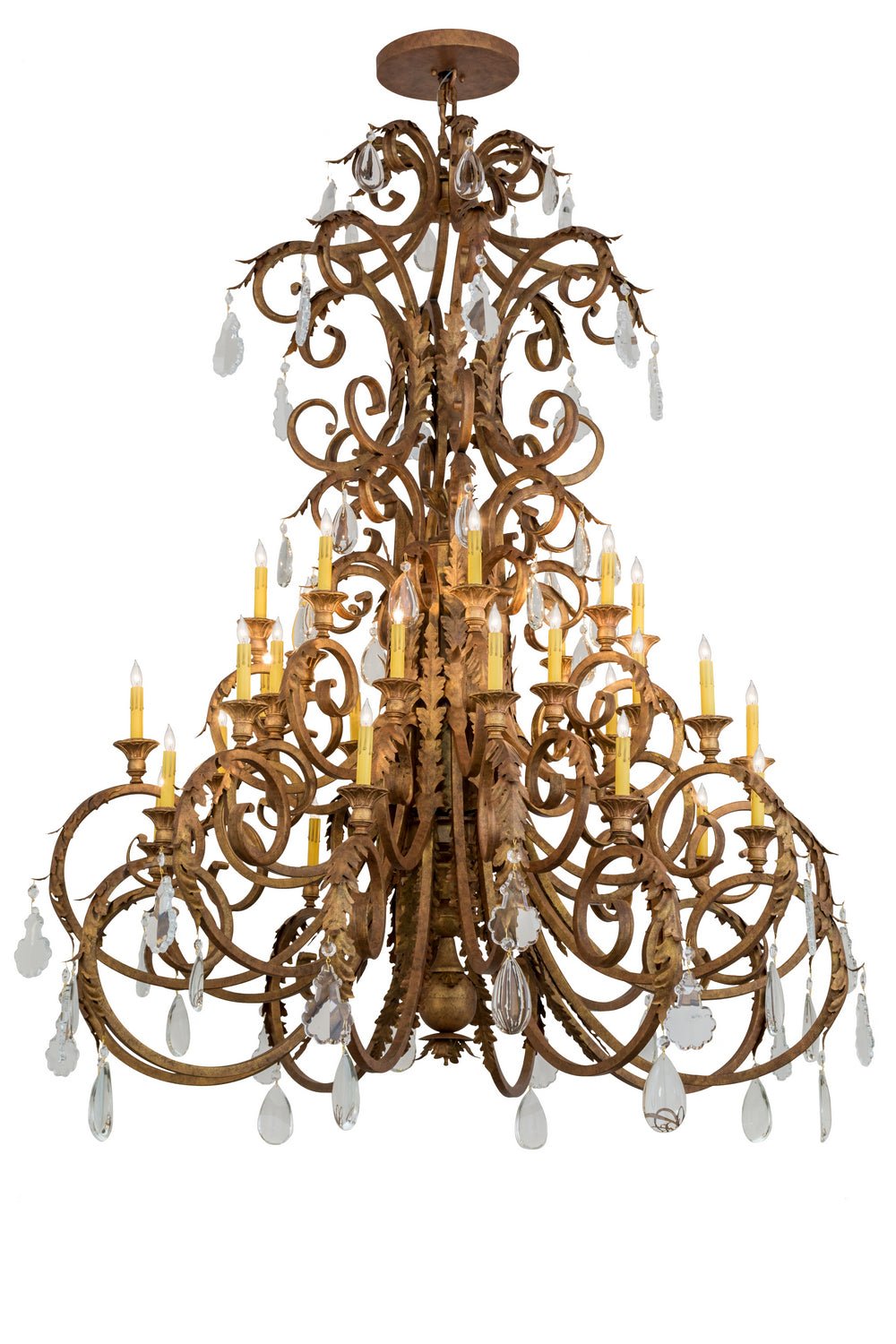 32-Light Crystal Chandelier for Dining Room - Modern Elegant Ceiling Light Fixture with LED Bulbs for Home Decor, Wedding, Restaurant Lighting