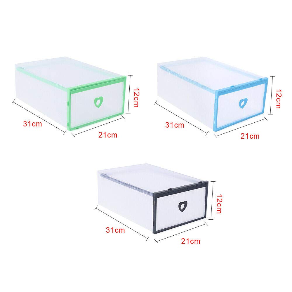 DYRABREST 10/20/24-Pack Stackable Clear Plastic Shoe Storage Box Organizer with Drawer - Perfect for Sneaker Collection, Closet Organization & Underbed Storage (20Pcs, Black)