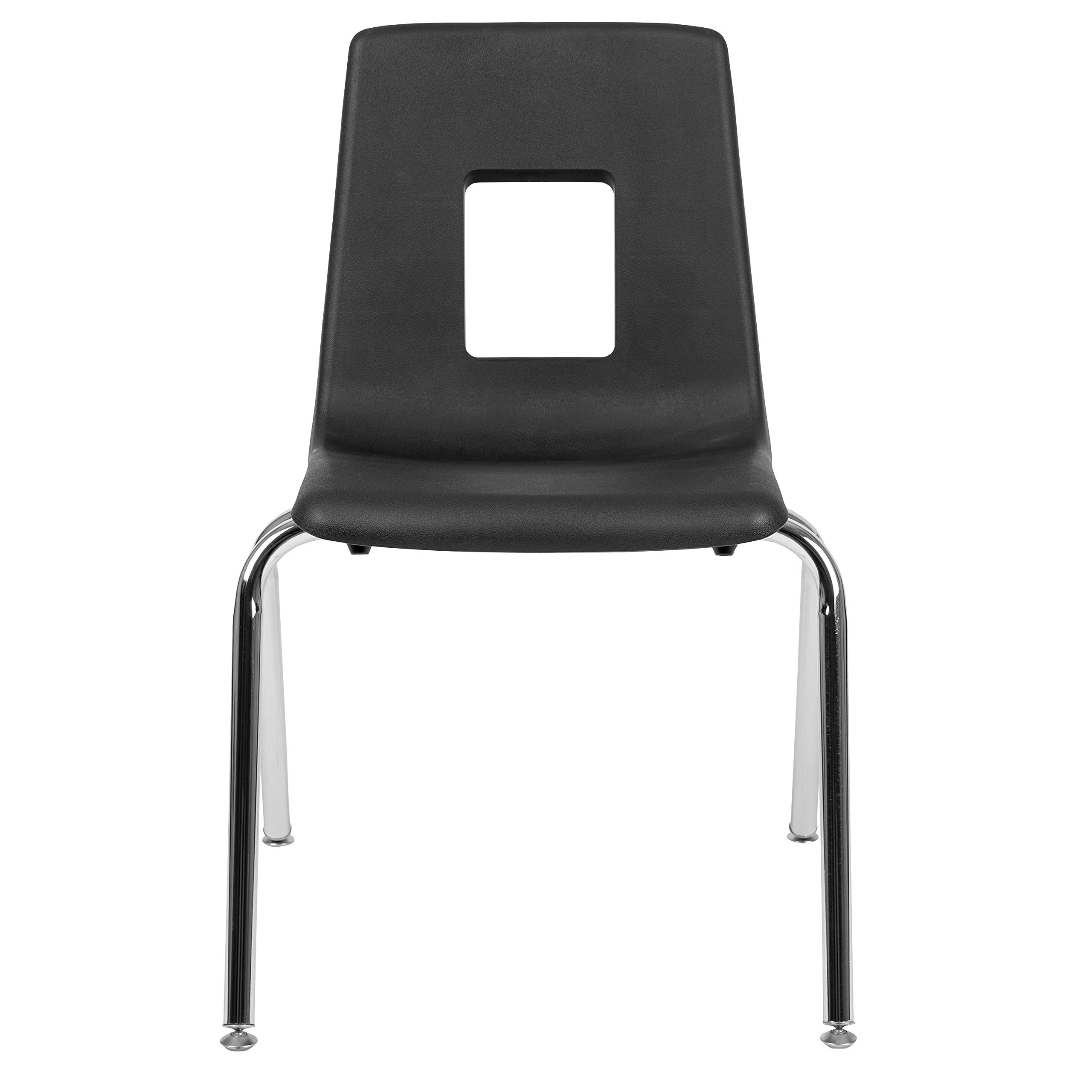 EMMA + OLIVER 4-Pack Black 18-inch Stackable School Chairs for Students - Durable Classroom Chairs for School, Office, and Home Study Use