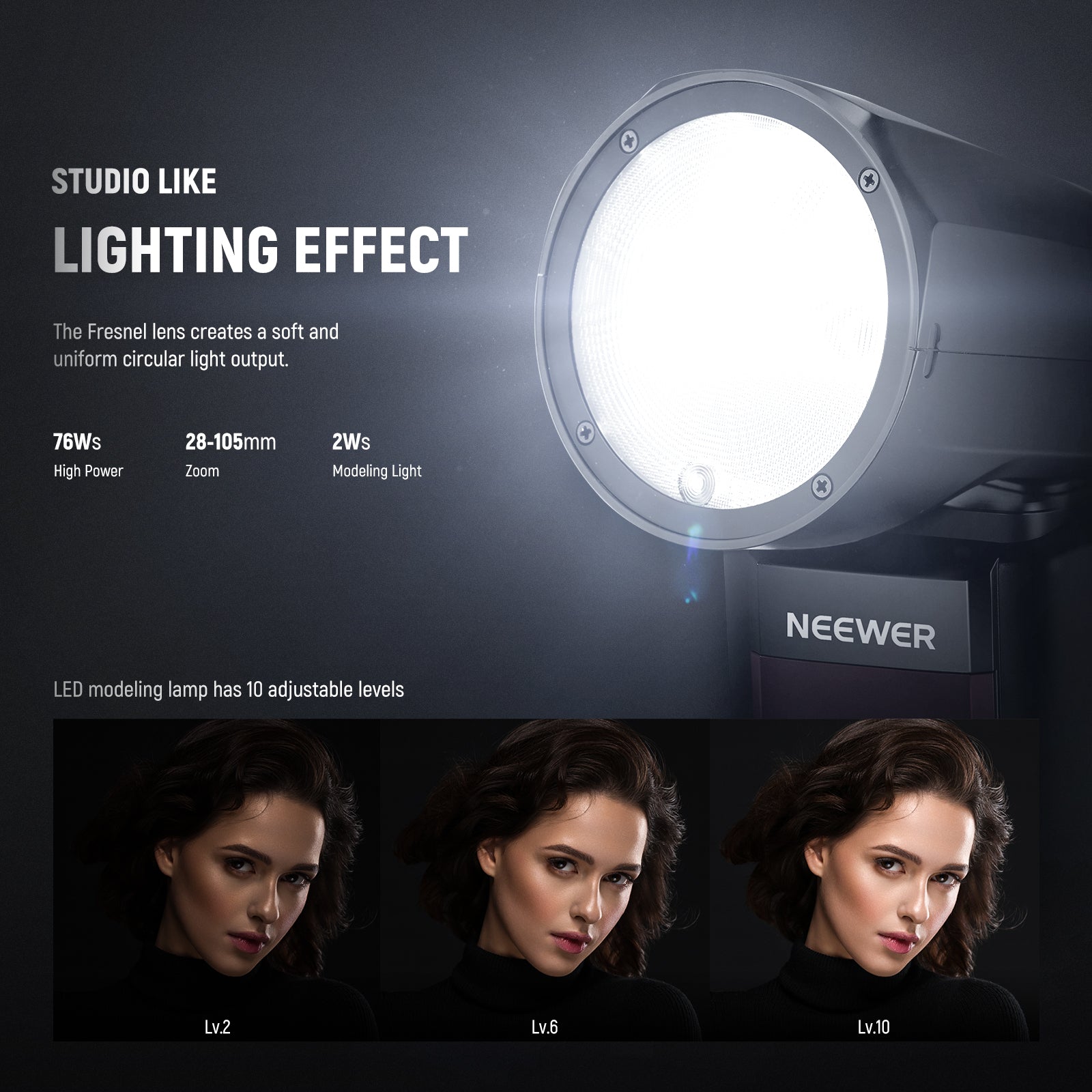 NEEWER Z1 S TTL Round Head Flash Speedlite with Magnetic Dome Diffuser - Professional On-Camera Lighting for Photography, Videography & Events