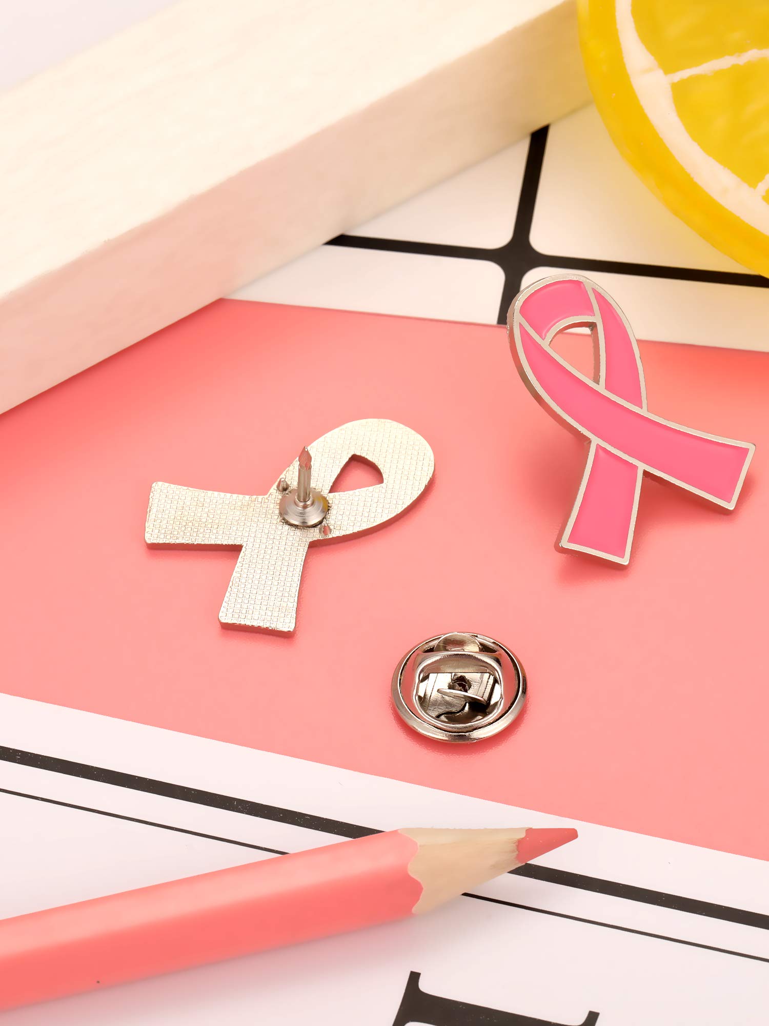 48 Pcs Pink Ribbon Lapel Pins - Official Breast Cancer Awareness Pins for Charity Events, Fundraisers & Support Groups - Show Your Support for Cancer Survivors & Awareness Campaigns