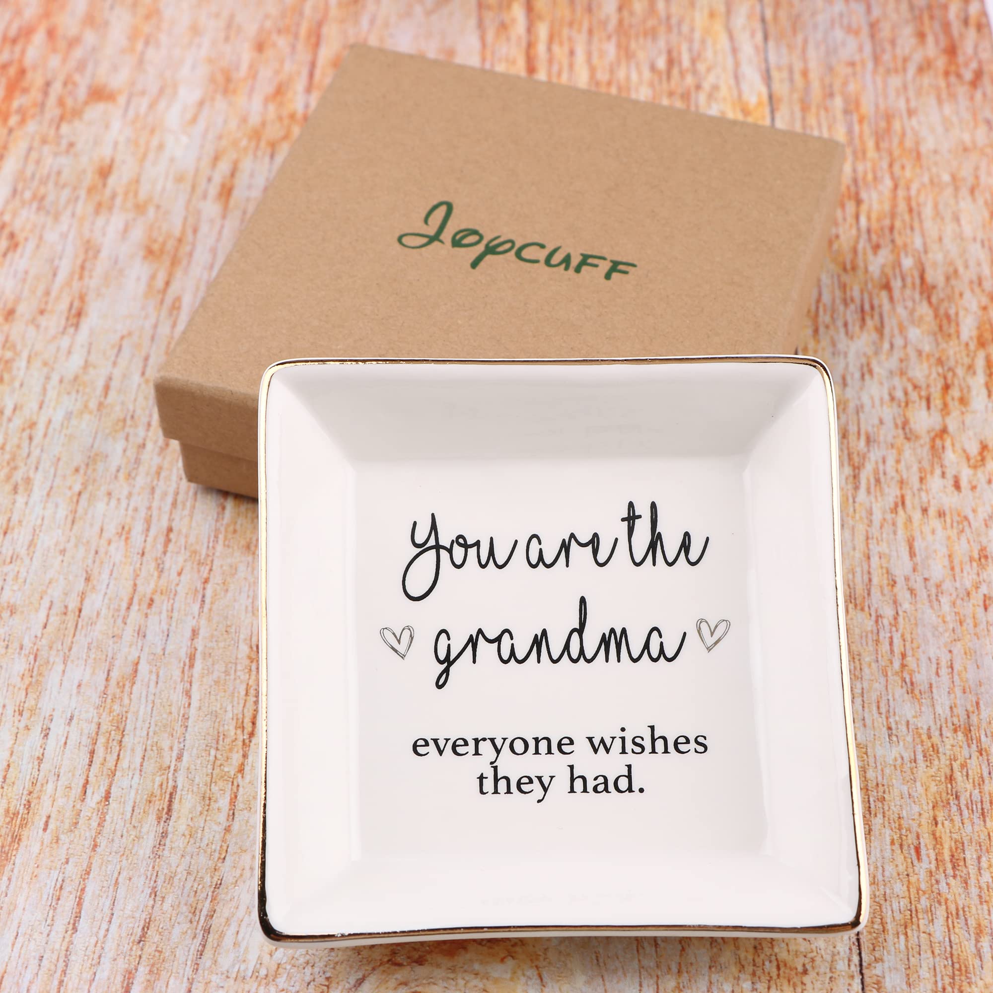 JoycuFF Ceramic Jewelry Dish - Elegant Trinket Tray & Ring Holder for Women | Unique Birthday, Mother's Day, Christmas Gifts for Grandma | Perfect for Bedside, Vanity & Bathroom Organization