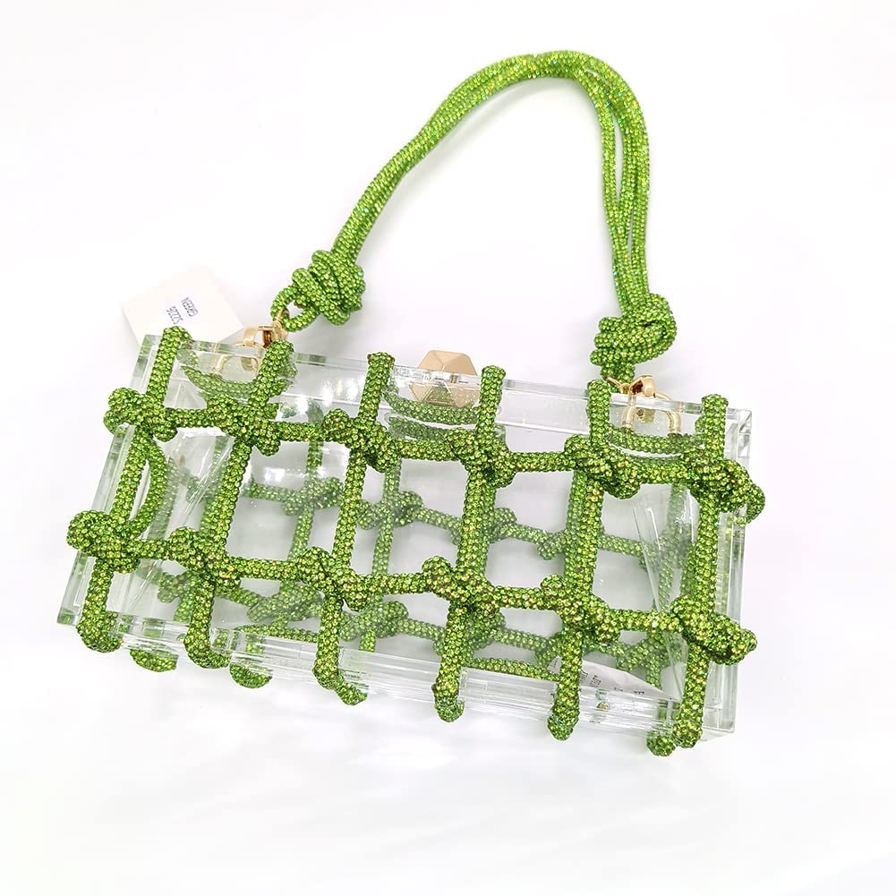 Sparkling Rhinestone Acrylic Clutch Purse - Clear Crystal Evening Bag for Women | Wedding, Prom, Cocktail Party Glitter Handbag | Perfect for Formal Events & Special Occasions