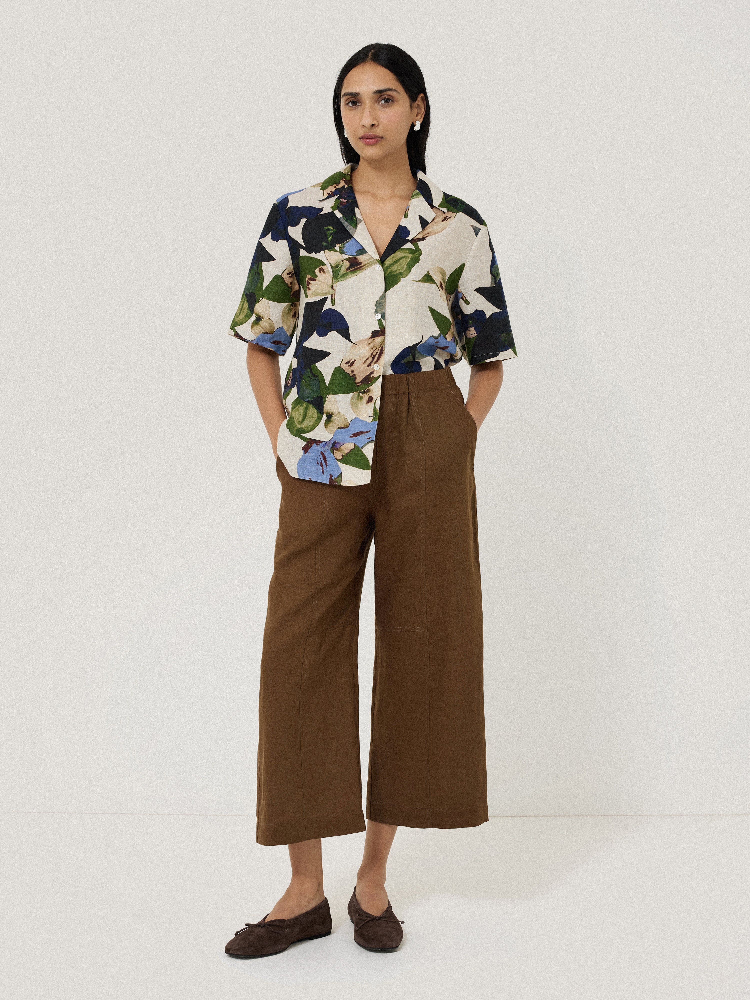 Mara Linen Relaxed Pants for Women - Soft Breathable Linen Trousers in Brown | Casual Comfort Pants for Summer, Travel & Lounge Wear