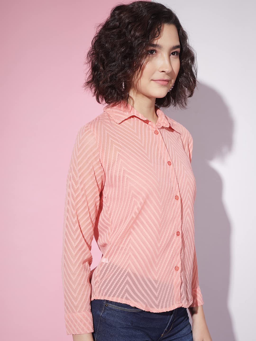 Stylish DIMPY GARMENTS Women's Casual Chiffon Shirt with Button Front & Floral Print - Perfect for Office Wear, Date Nights & Summer Outfits