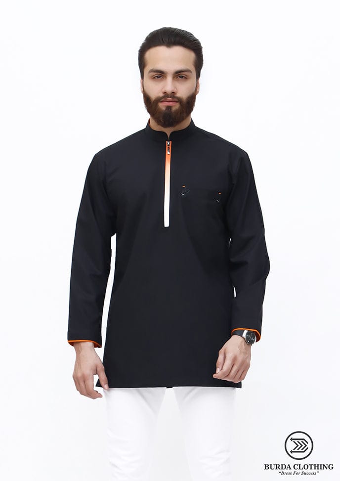 Stylish Orange Short Kurta for Men - Comfortable Cotton Summer Tunic - Perfect for Casual Wear, Festivals & Beach Outfits