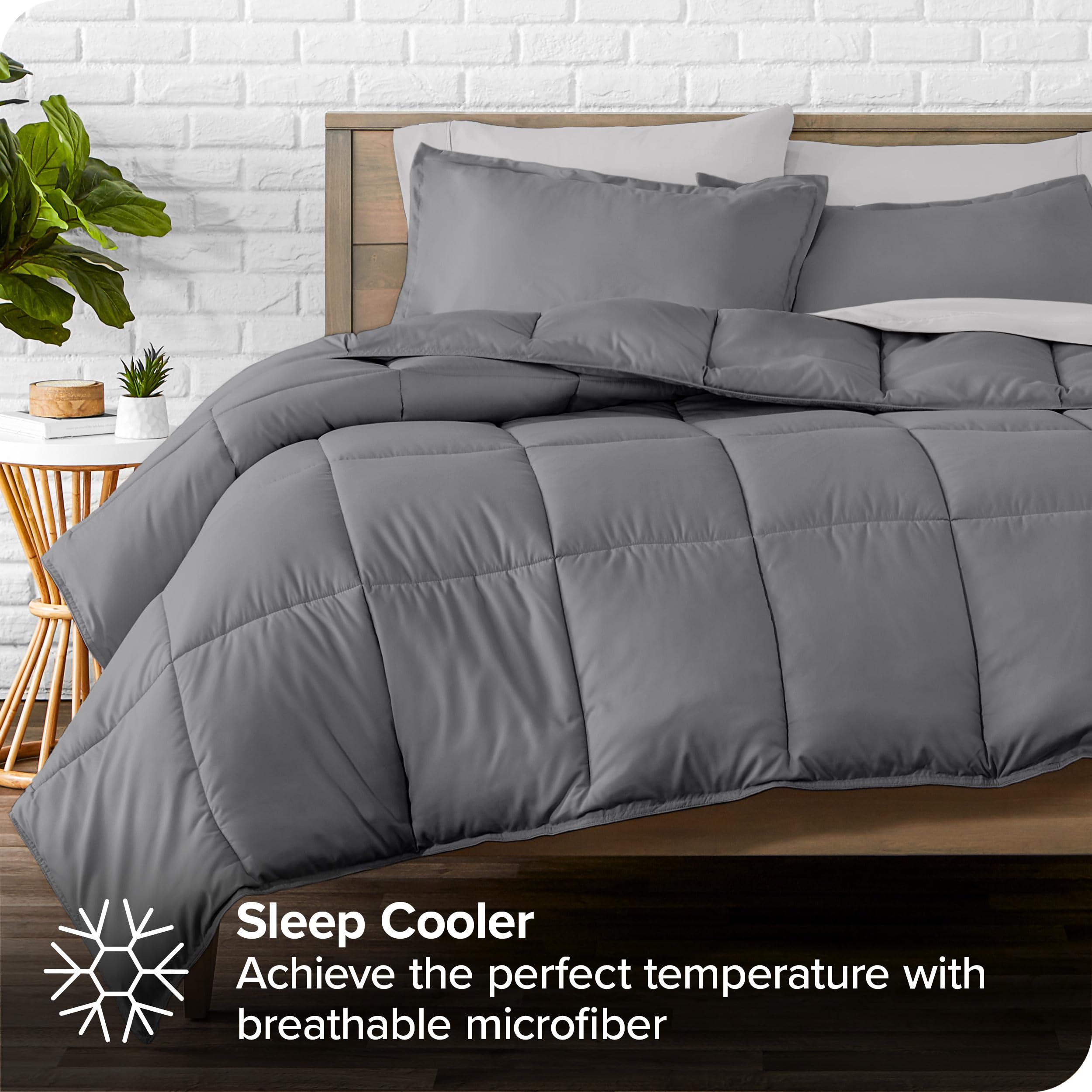Bare Home 7-Piece King Size Bed-in-A-Bag Comforter Set with Sheets - Ultra Soft 1800 Premium Goose Down Alternative Bedding Set (Grey/Light Grey) for Cozy Bedroom & Guest Room Decor