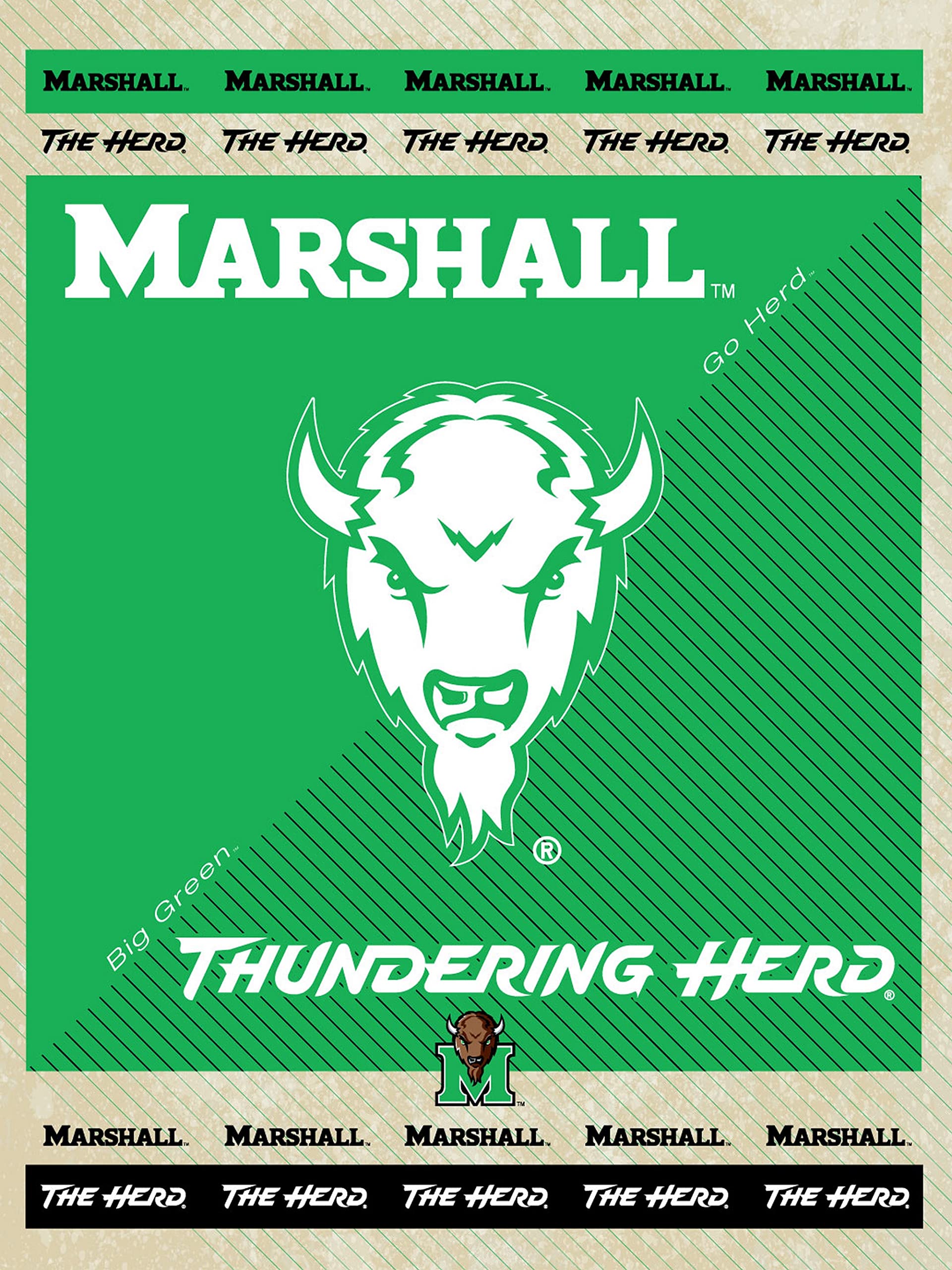 Marshall University Canvas Wall Art - College Dorm Decor, WV Mountaineers Fan Gift, Home Office & Game Room Decoration