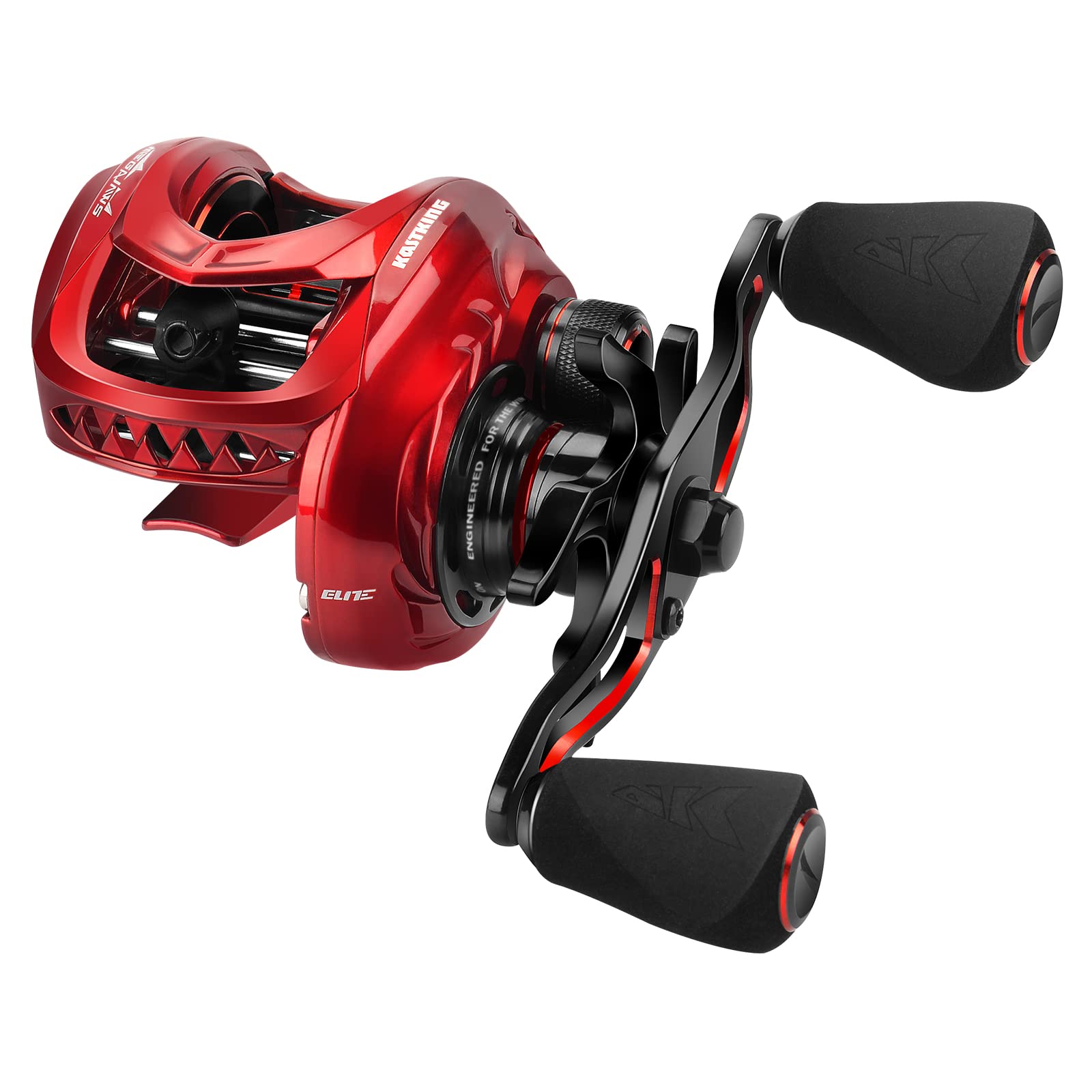 KastKing MegaJaws Elite Baitcasting Fishing Reel - Patented AMB System for Backlash-Free Casting, Lightweight 6.4oz Aluminum Frame with Carbon Fiber Side Covers, Flipping Switch Function - Perfect for Bass Fishing, Saltwater Angling, and Tournament Competition