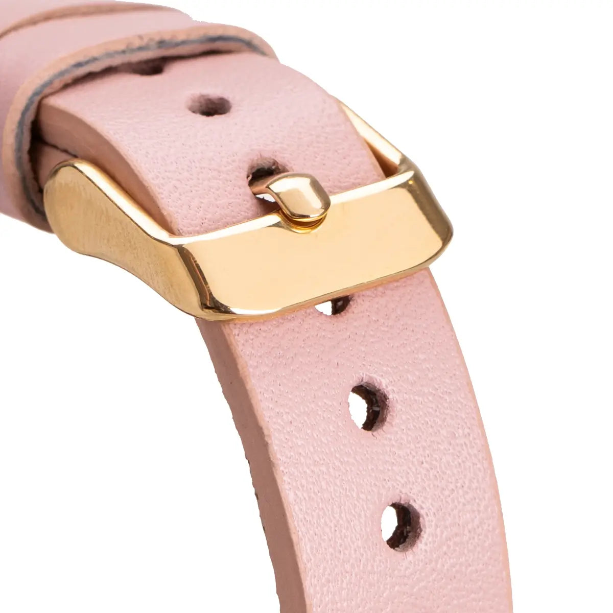 Pink Leather Ultra Slim Apple Watch Band with Gold Rivet - Stylish & Lightweight Replacement Strap for Women & Men - Perfect for Workouts, Office & Everyday Wear