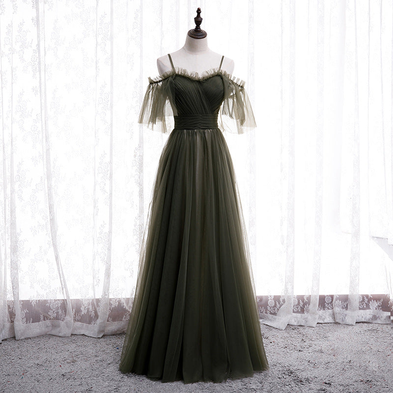 Elegant Dark Green Tulle Prom Dress - A-Line Evening Gown for Formal Parties & Special Occasions | Perfect for Homecoming, Quinceañera & Black Tie Events