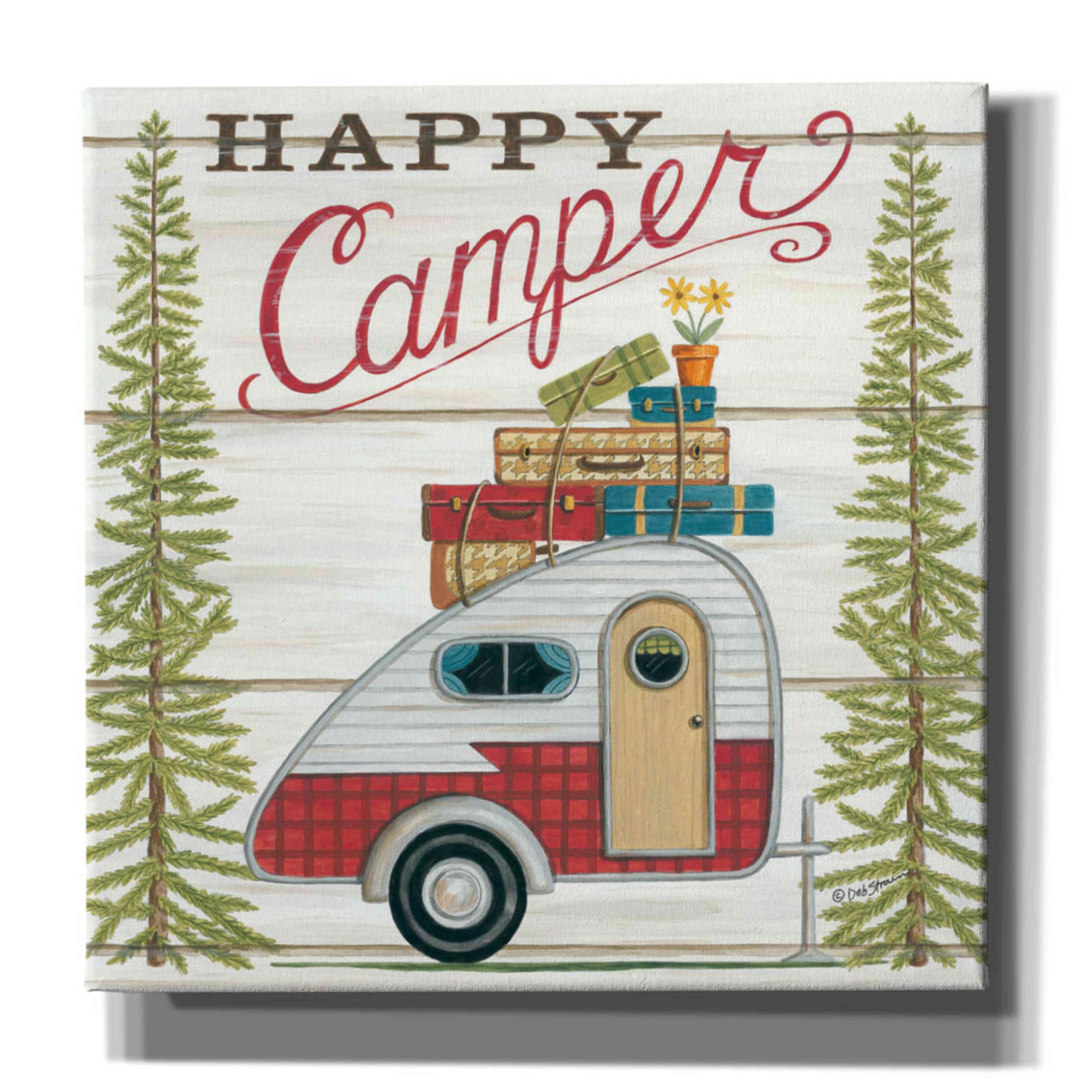 Epic Graffiti 'Happy Camper' by Deb Strain - 37x37 Inch Canvas Wall Art for Living Room, Bedroom & Office Decor - Vibrant Modern Home Decorations