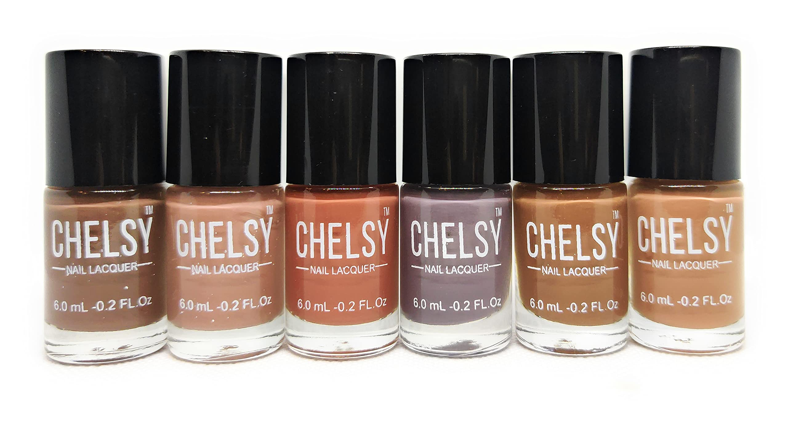 Chelsy Glossy Nail Polish Set - 6 Piece Nude Collection (6ml Each) | Long Lasting, Chip Resistant Formula for Salon-Quality Manicures at Home | Perfect for Everyday Wear, Special Occasions & Gift Giving