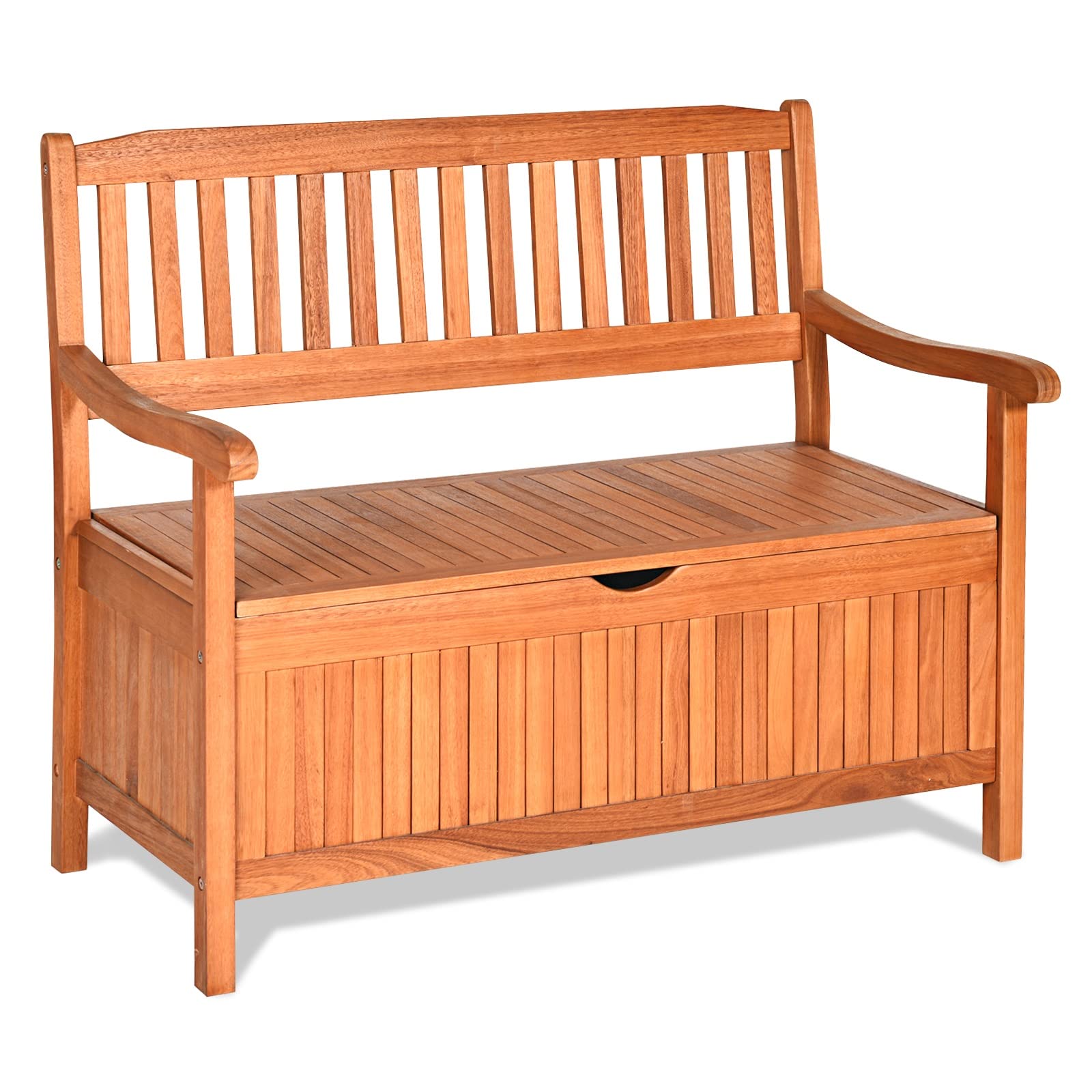 Outdoor Storage Bench Wooden Deck Box with Removable Dustproof Liner - 33 Gallon Wooden Seat & Storage Furniture for Patio, Garden, Poolside - Perfect for Outdoor Seating & Organizing Cushions, Toys, and Pool Accessories