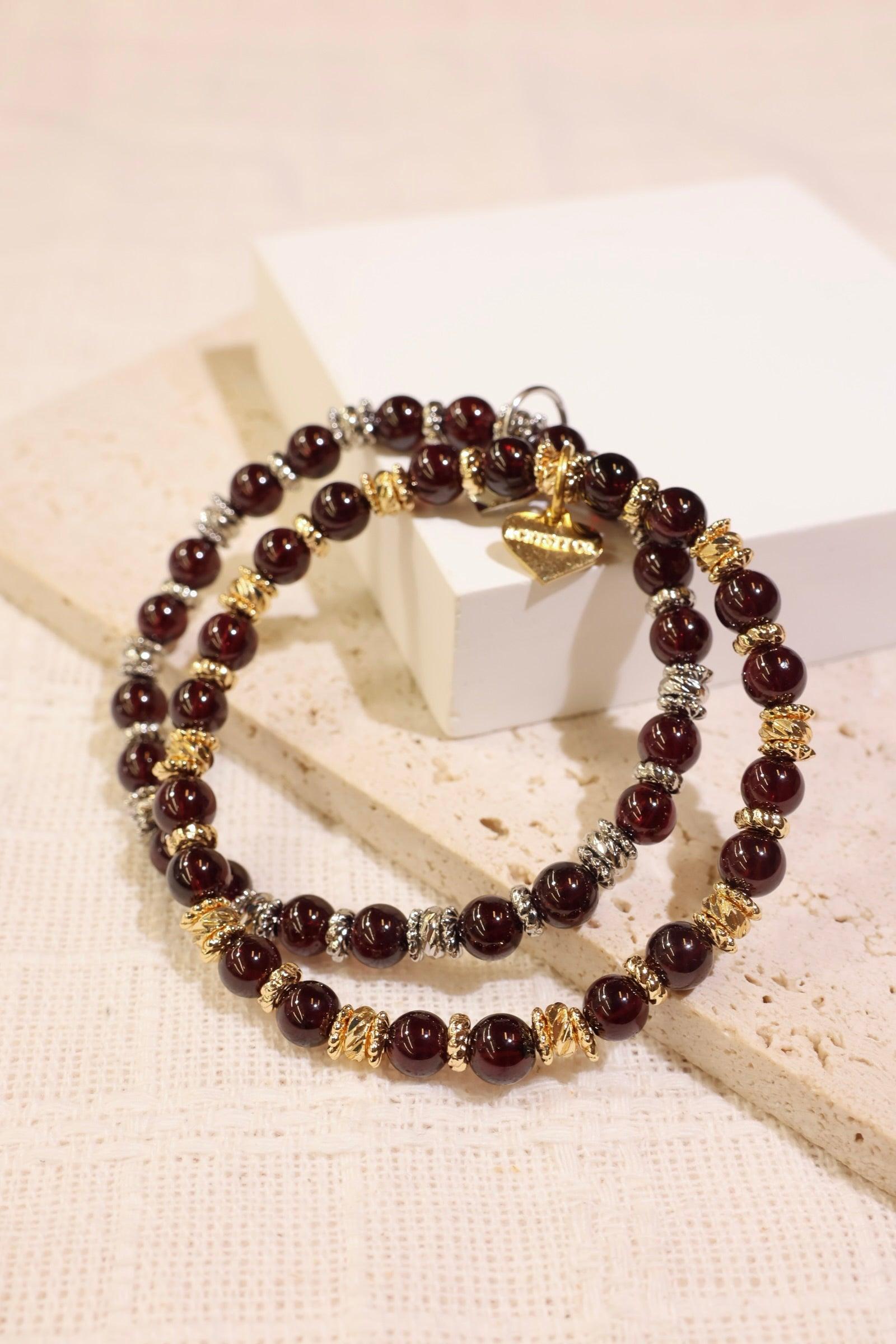 ACD Genuine Red Garnet Bracelet for Women - Elegant Beaded Gemstone Jewelry for Healing, Protection & Style | Perfect for Gifts, Meditation & Everyday Wear