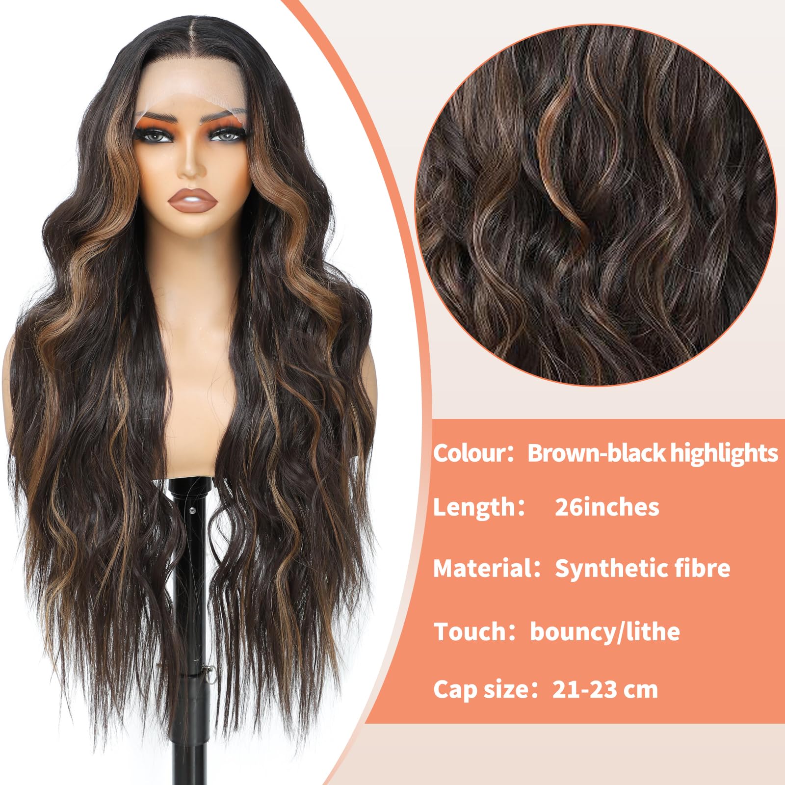 13x4x1 HD Lace Pre-Plucked Middle Part Synthetic Wig - Glueless Ready-to-Wear 26