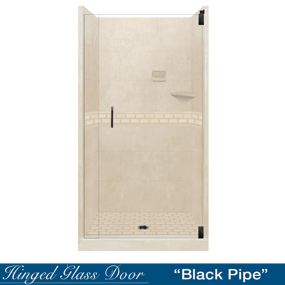 Alcove Desert Sand Sistine Stone & Subway Tile DIY Shower Remodel Kit - Waterproof Peel and Stick Backsplash for Bathroom, Kitchen, Laundry Room Renovation