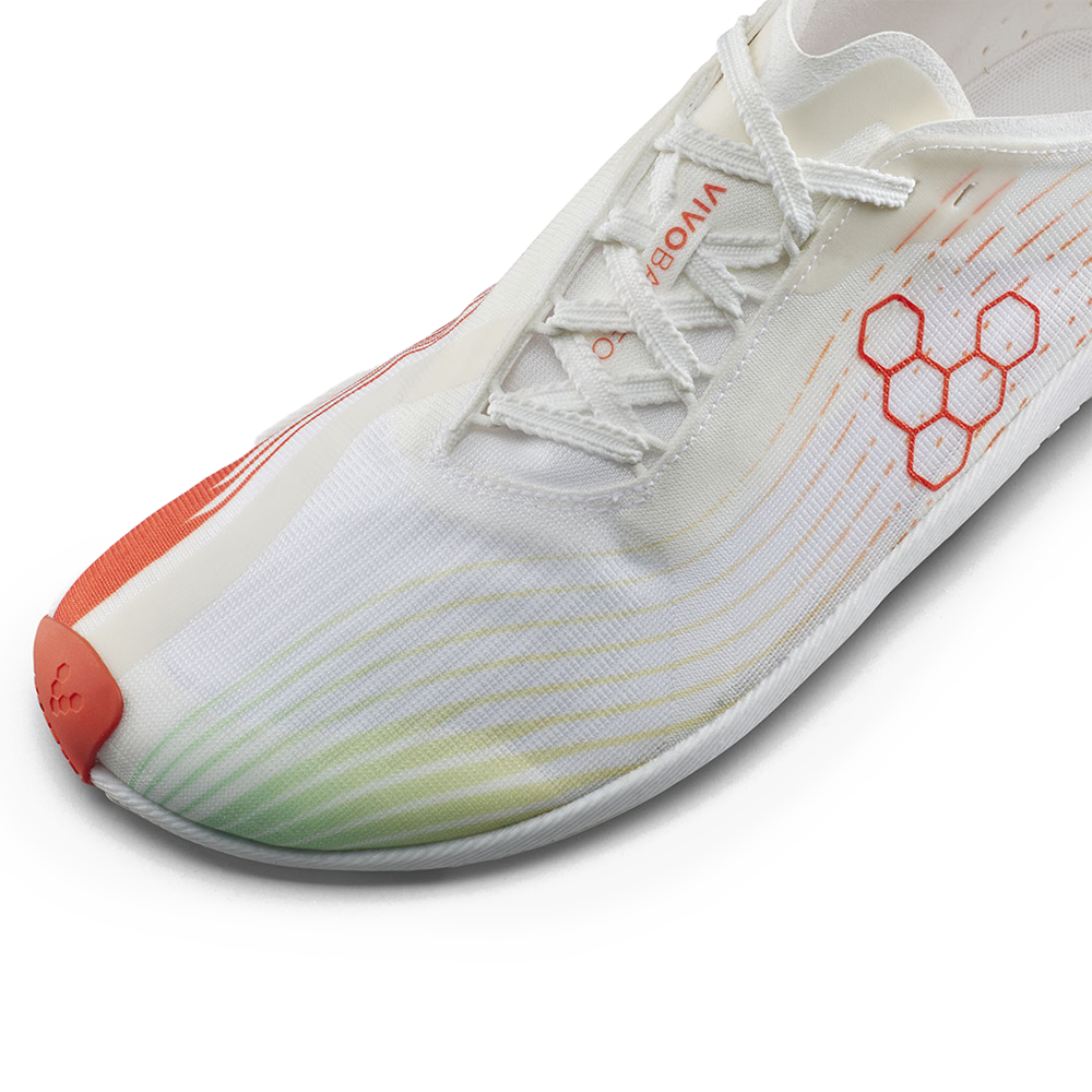 Vivobarefoot Primus Flow Women's Barefoot Shoes - Bright White & Neon Orange | Lightweight & Flexible for Running, Hiking & Everyday Wear