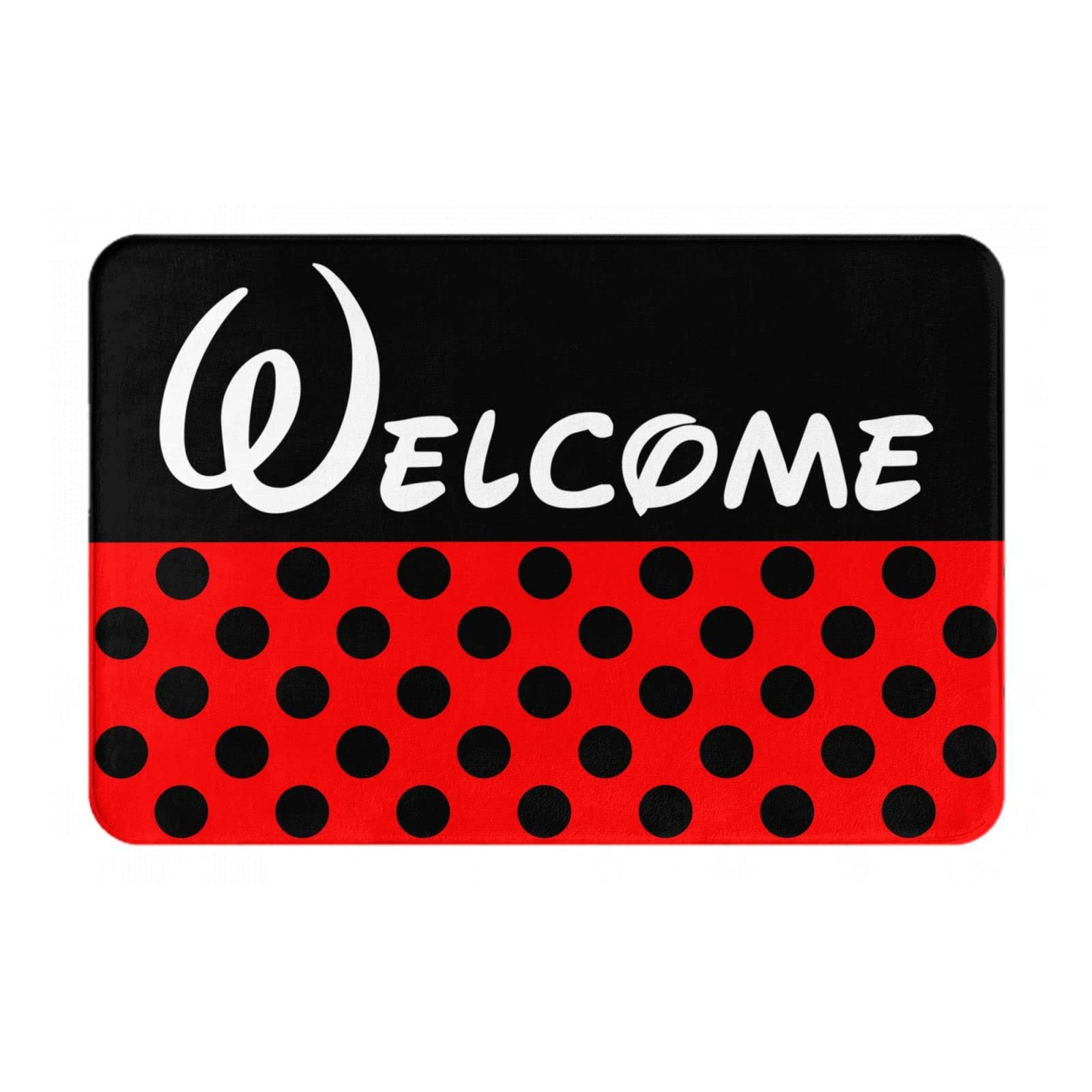 Black Polka Dot Doormat - Non-Slip Absorbent Indoor Welcome Mat for Home, Bedroom, Kitchen & Bathroom - Perfect for Entryways, Bath Areas and High-Traffic Spaces