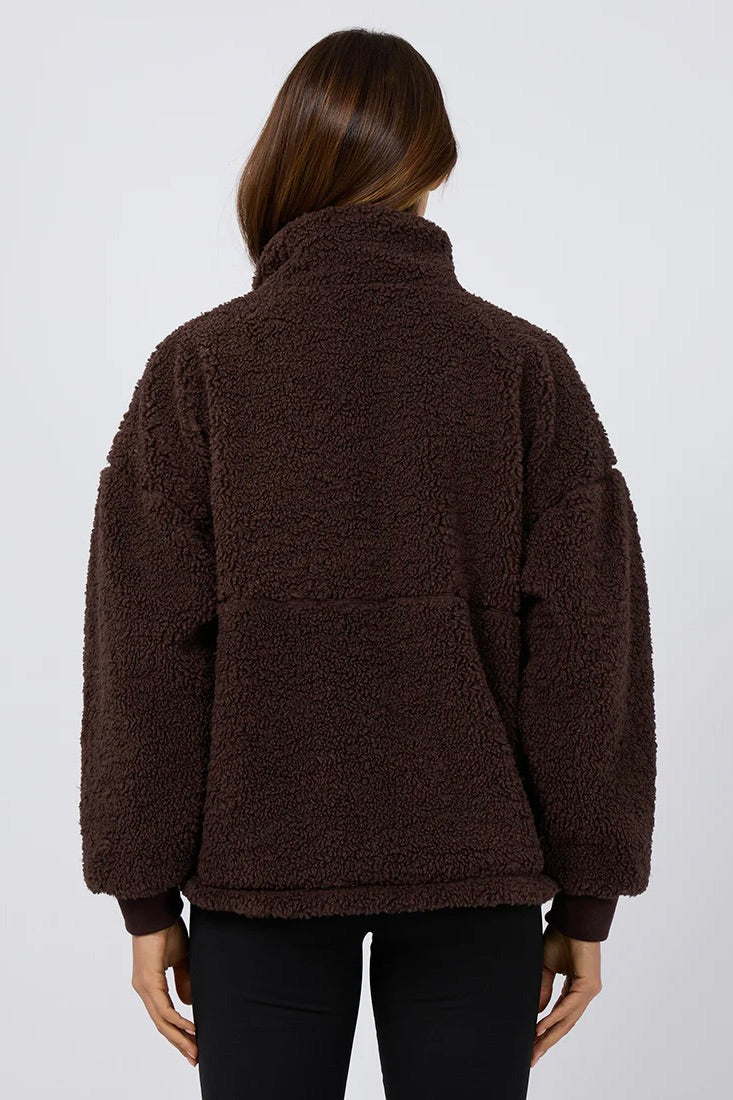 Amara Brown Quarter Zip Teddy Sweatshirt for Women - Soft Fleece Pullover with Kangaroo Pocket - Cozy Winter Casual Wear for Outdoors & Lounge