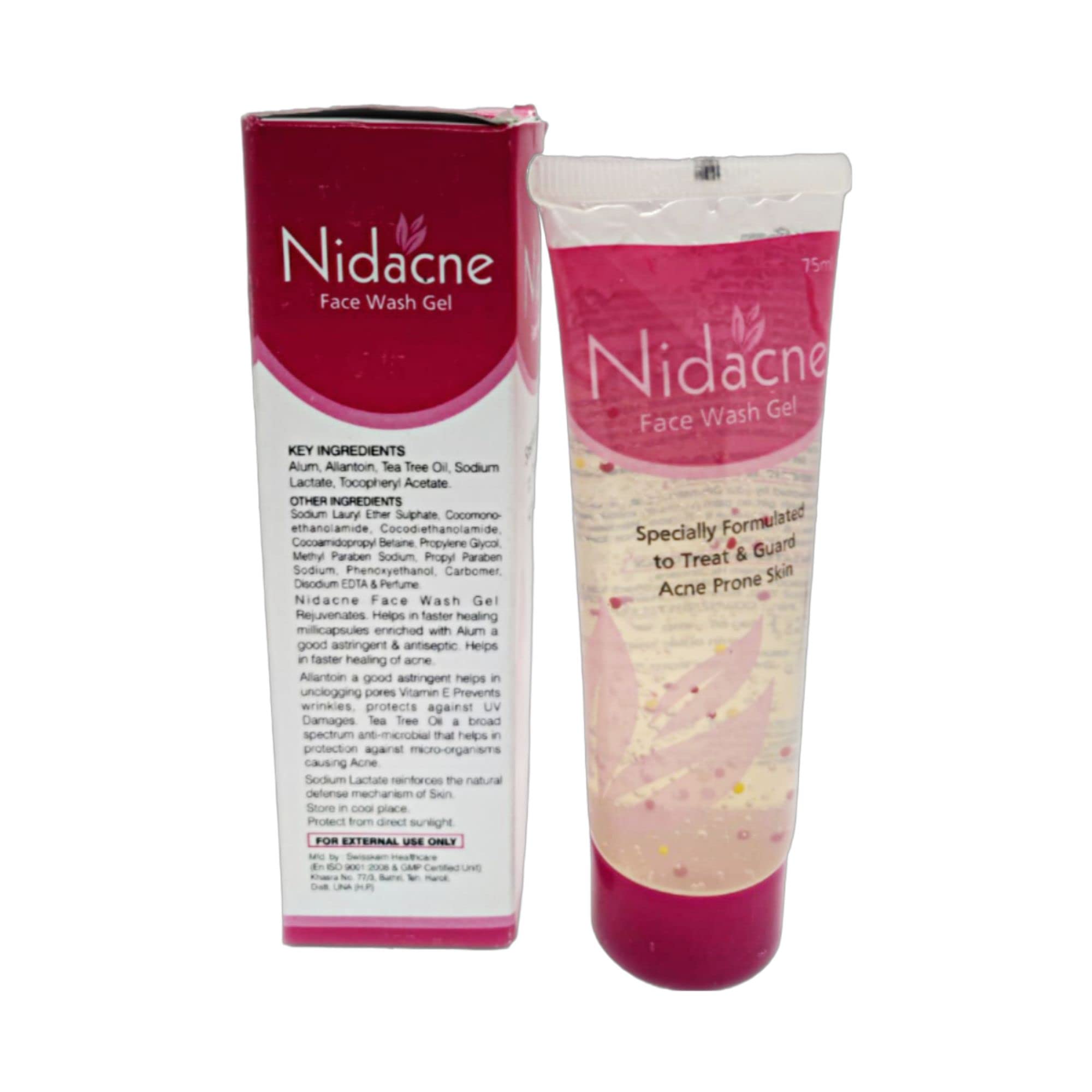 NIDACNE Acne Treatment Face Wash Gel for Acne-Prone Skin - 75ml (Pack of 2) | Gentle Cleansing & Prevention for Daily Skincare Routine