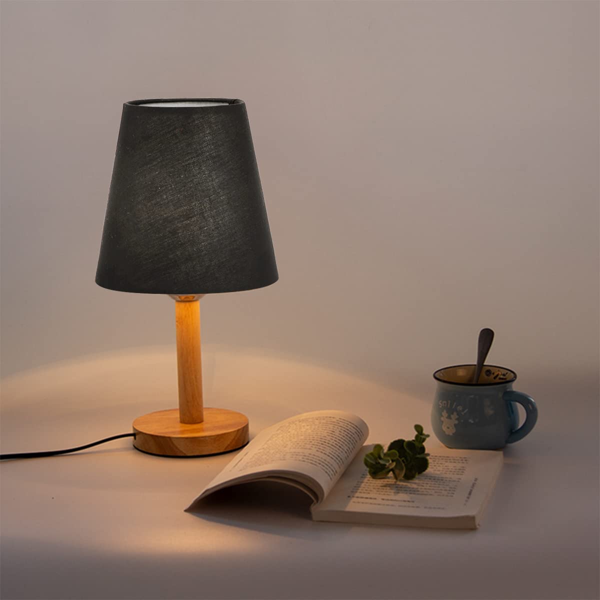 2-Pack Small Linen Lamp Shades - Clip-On Barrel Fabric Lamp Covers for Bulbs - Black Linen Replacement Shades for Bedroom, Nightstand, Wall & Table Lamps - Perfect for Cozy Lighting & Home Decor